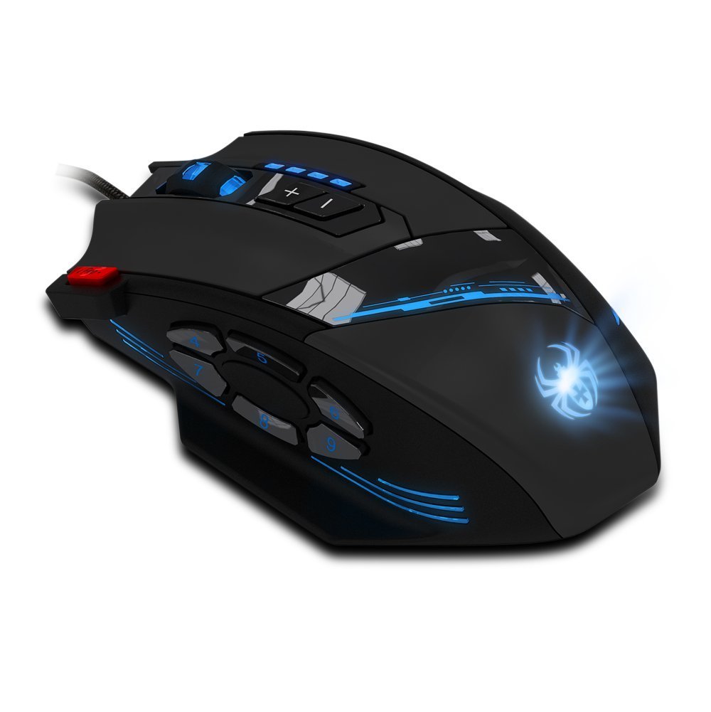 Programmable Zelotes C-12 Gaming Mouse, AFUNTA Laser Gaming Mouse Support 4 level DPI switch,double-speed adjustment,highest to 8000DPI, Total 12 Programmable Buttons and Weight Tuning Cartridge - Image 3
