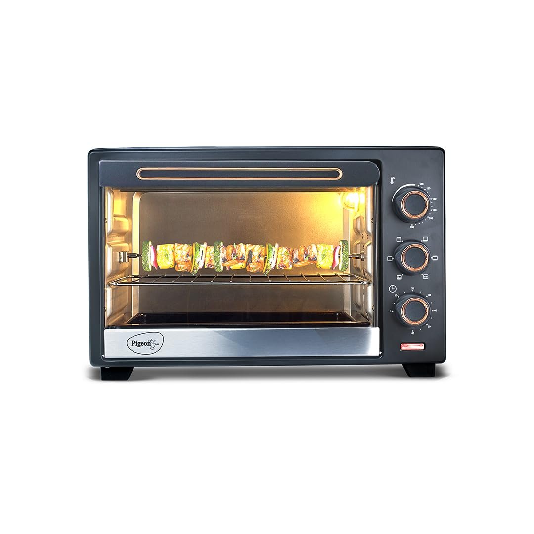 Pigeon Electric Oven (12383) 20 Liters OTG with Grill and Rotisserie, Oven Toaster and Grill for Grilling and Baking Cakes (Grey) - Image 2