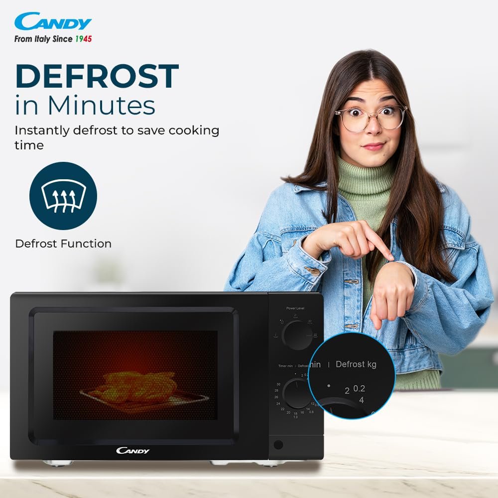 Candy 19 L Inverter Technology with 5 Power Levels Solo Microwave Oven and Defrost,3 year Warranty on magnetron,(CSM192B, Black) From Milan to Your Kitchen - Image 3