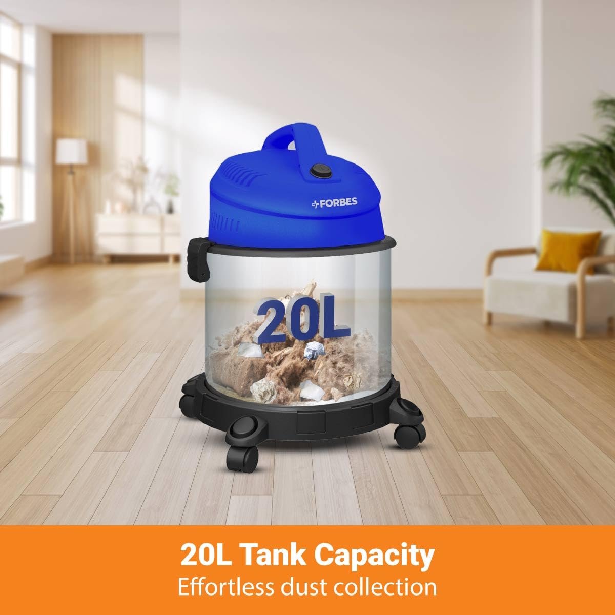 Eureka Forbes Wet & Dry Endura Vacuum Cleaner 22 kPa High Power Suction | Blower Function | 20 litres Tank Capacity | High Strength Stainless Steel Body | 7 Multipurpose Accessories |1 Year Warranty - Image 6
