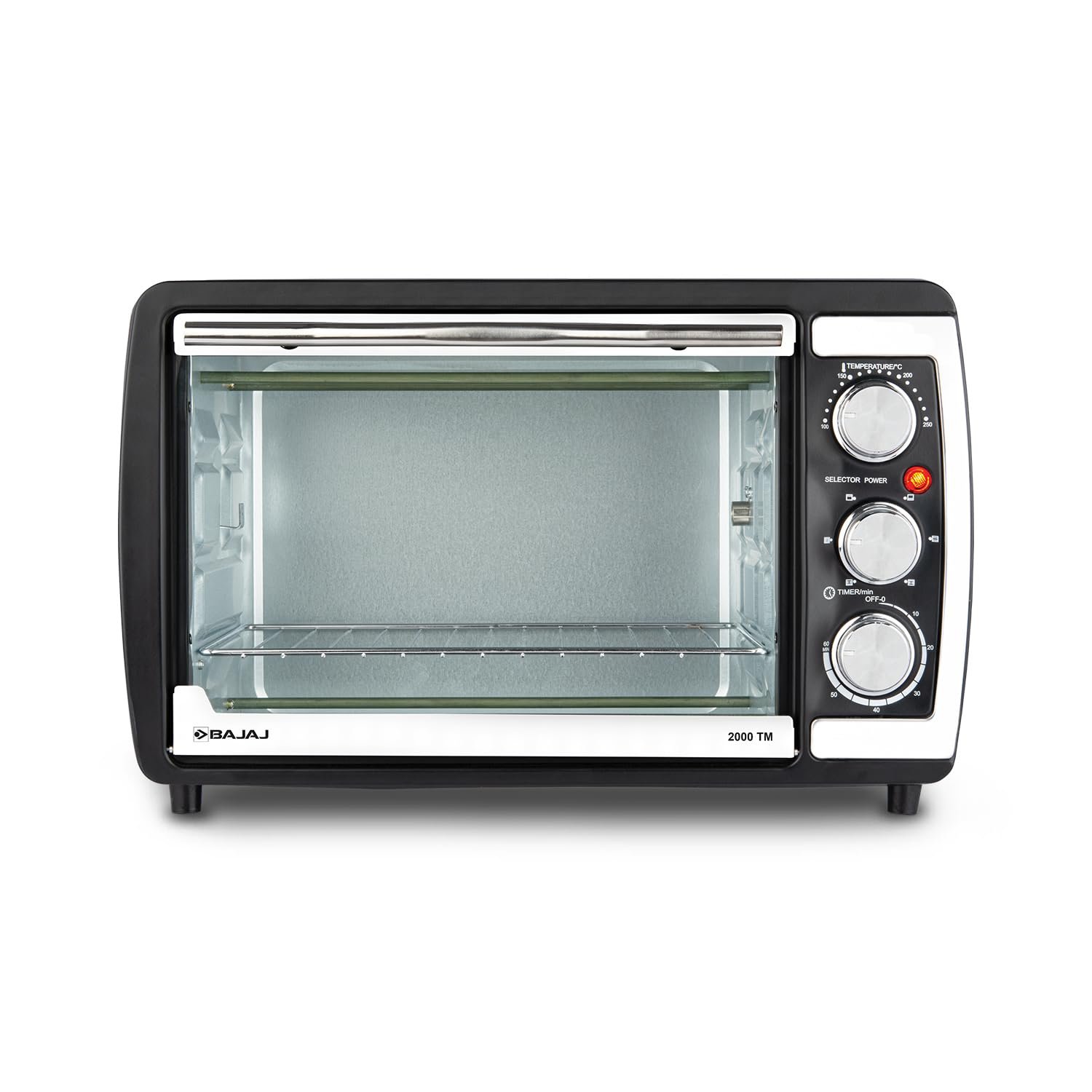Bajaj 2000TM 20Ltr Oven Toaster Griller (20L OTG) | 1400 Watts Oven For Kitchen | Grilling, Baking, Toasting & Rotisserie | Transparent Glass Door | Temperature & Timer Control | 2 Yr Warranty 【Black】 - Image 2