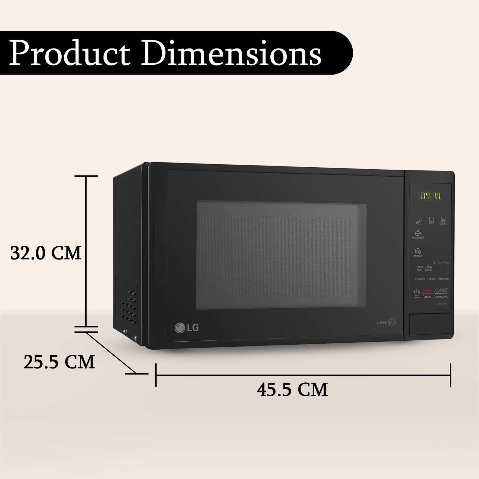 LG 20 L Grill Microwave Oven (MH2044DB, Black, Quartz Heater, I-Wave Technology, Indian Cuisine, Auto Cook Menu, Steam Clean, Anti-Bacterial Cavity & Health plus Menu) - Image 6