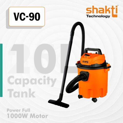 Shakti Technology VC-90 Wet and Dry Vacuum Cleaner 1000 Watts, 10 Liter, 17KPA Suction Power with Low Sound, High Energy Efficiency and Blower Function (VC-90)