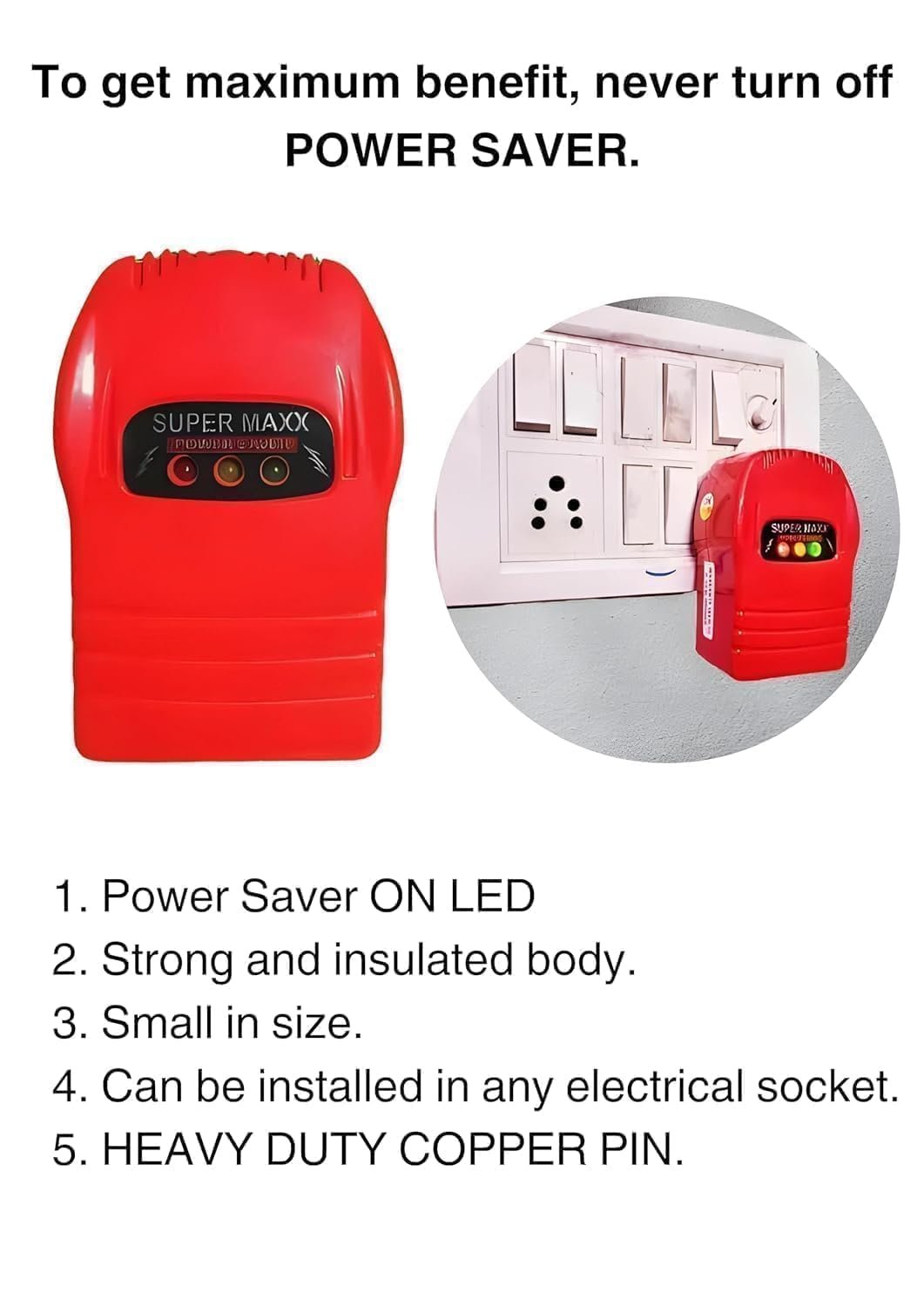 Pack of 2 Super MAXX (power saver electricity home) Save Upto 40% Electricity Bill Everyday | 3D Hologram Original Tested Product | The Superior, Digital & Powerful Electricity Saver Device (2 Pack device) - Image 4