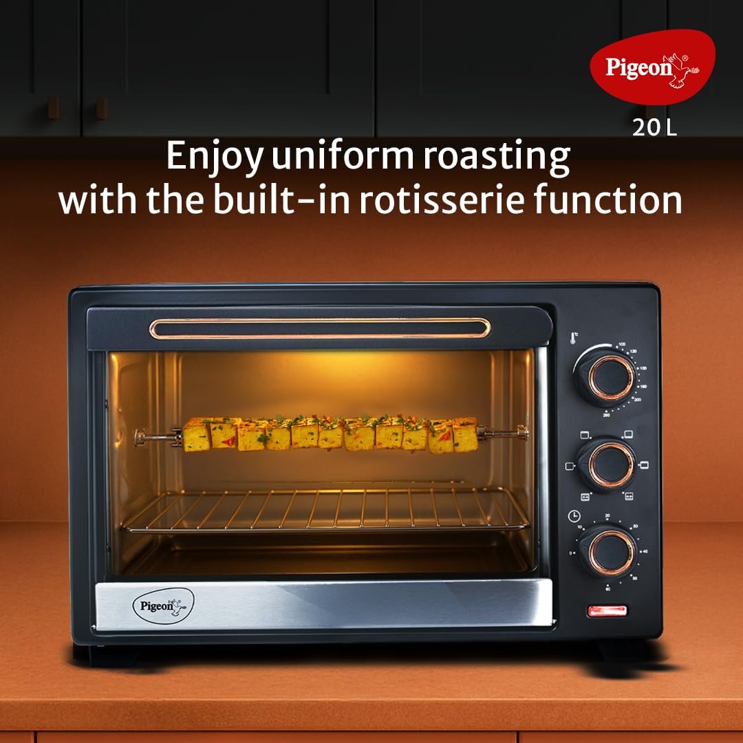 Pigeon Electric Oven (12383) 20 Liters OTG with Grill and Rotisserie, Oven Toaster and Grill for Grilling and Baking Cakes (Grey) - Image 5