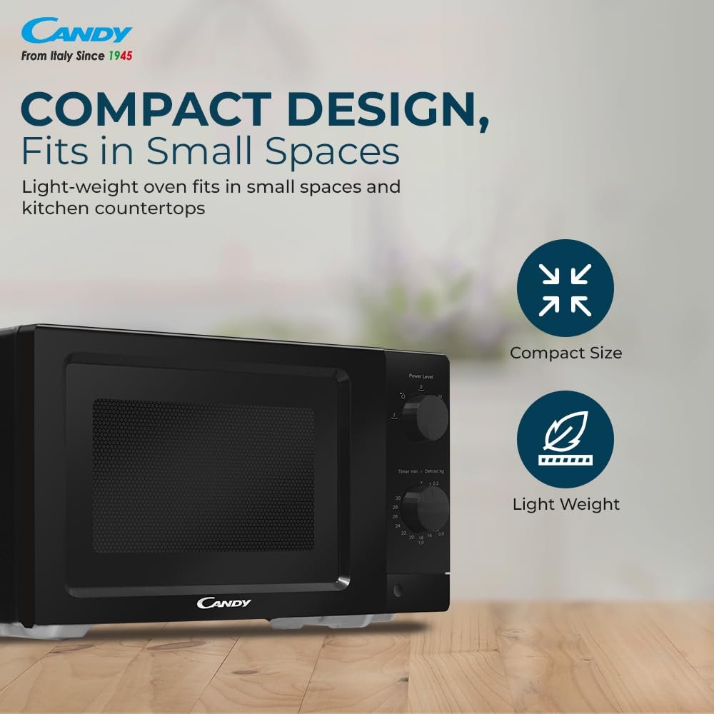 Candy 19 L Inverter Technology with 5 Power Levels Solo Microwave Oven and Defrost,3 year Warranty on magnetron,(CSM192B, Black) From Milan to Your Kitchen - Image 5