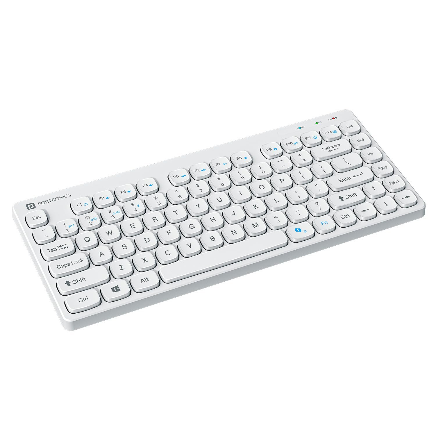 Portronics Bubble Multimedia Wireless Keyboard 2.4 GHz & Bluetooth 5.0 Connectivity, Noiseless Experience, Compact Size for iOS iPad Air, Pro, Mini, Android, Windows Tablets PC Smartphone(White) - Image 2