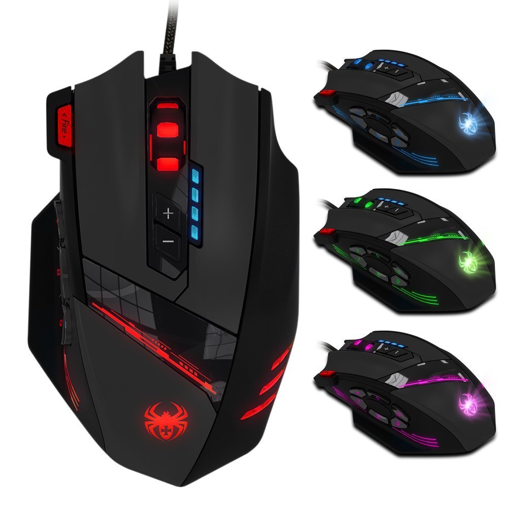 Programmable Zelotes C-12 Gaming Mouse, AFUNTA Laser Gaming Mouse Support 4 level DPI switch,double-speed adjustment,highest to 8000DPI, Total 12 Programmable Buttons and Weight Tuning Cartridge - Image 2