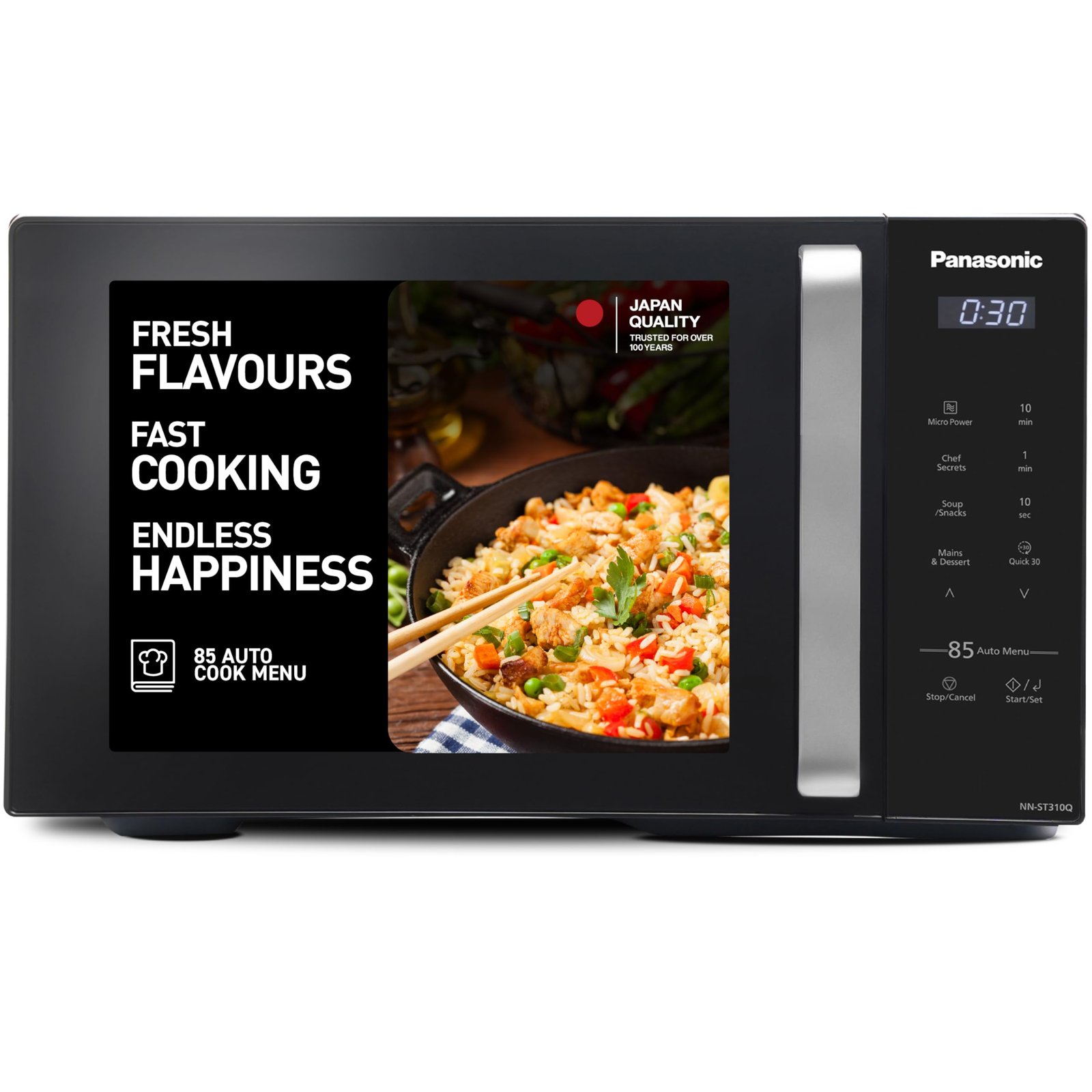 Panasonic 25L Solo Microwave Oven (NN-ST310QBFG, Black, 85 Auto Cook Menus) - Image 2