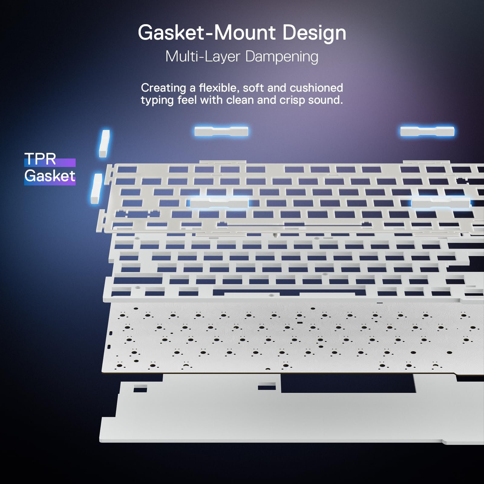 Redragon K673 PRO 75% Wireless Gasket RGB Gaming Keyboard, 3-Modes 81 Keys Compact Mechanical Keyboard w/Hot-Swap Socket, Dedicated Knob Control & Sound Absorbing Pads, Linear Red Switch - Image 5