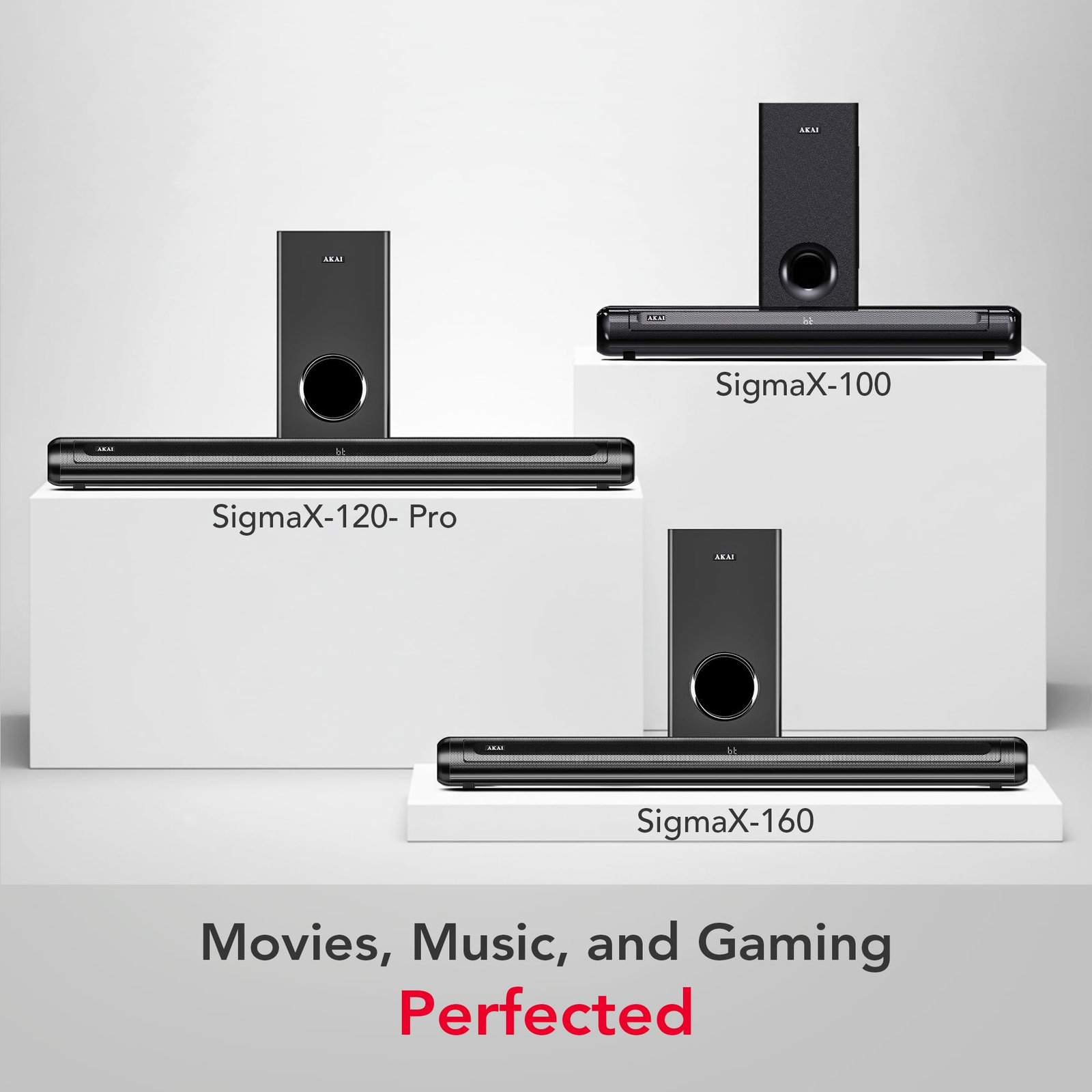 AKAI SigmaX-100 Soundbar Home Theatre 100W with Remote - 1 Year Warranty | 2.1 Channel Sound Bar with 5.25" Sub-Woofer | HDMI ARC, Bluetooth v5.3, USB, Aux Input | Supports TV, PC & Smartphone