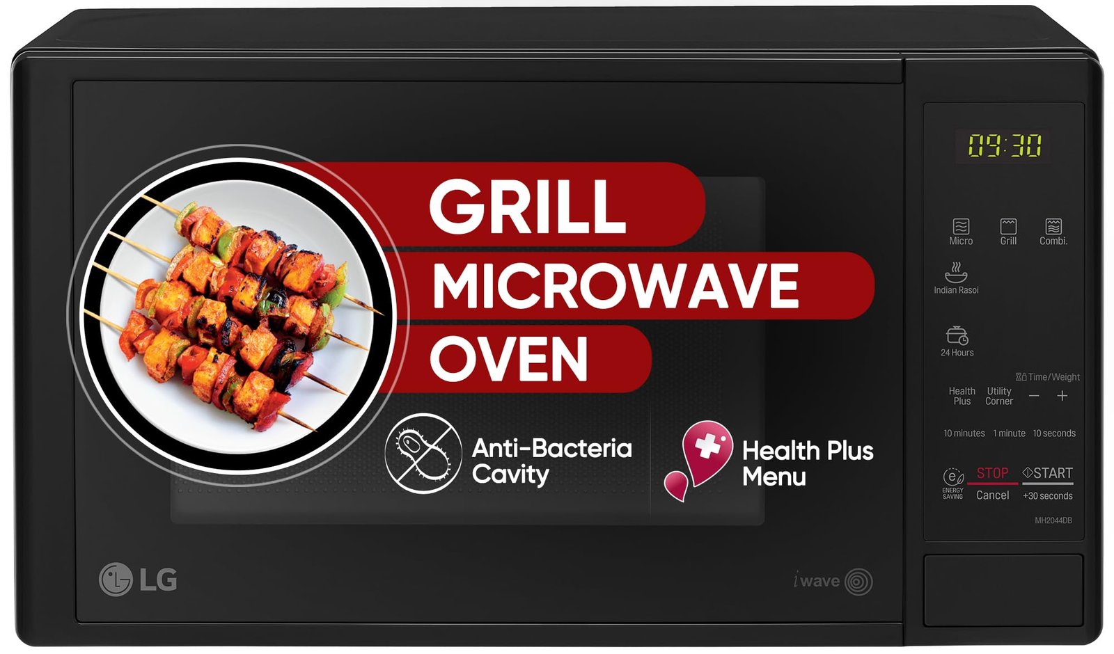 LG 20 L Grill Microwave Oven (MH2044DB, Black, Quartz Heater, I-Wave Technology, Indian Cuisine, Auto Cook Menu, Steam Clean, Anti-Bacterial Cavity & Health plus Menu) - Image 2