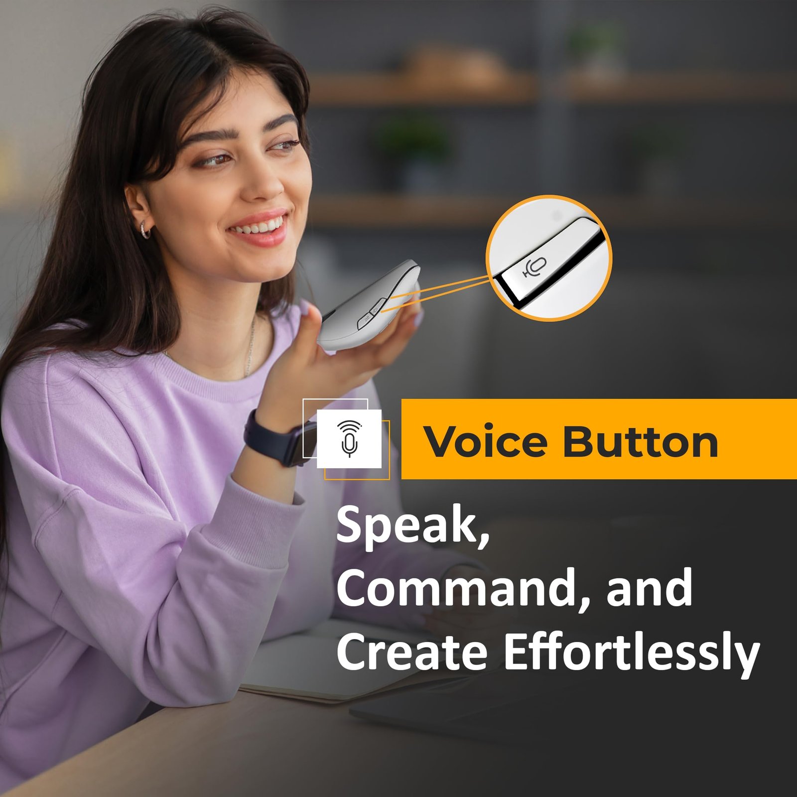OTEK BM09 Smart AI Mouse Voice & Text Translation, Voice Recognition & Typing, OCR Screenshot, 100 Languages, AI PPT Creation, AI Excel, Adjustable DPI, Windows & MacOS, Multi-Connectivity (White) - Image 4