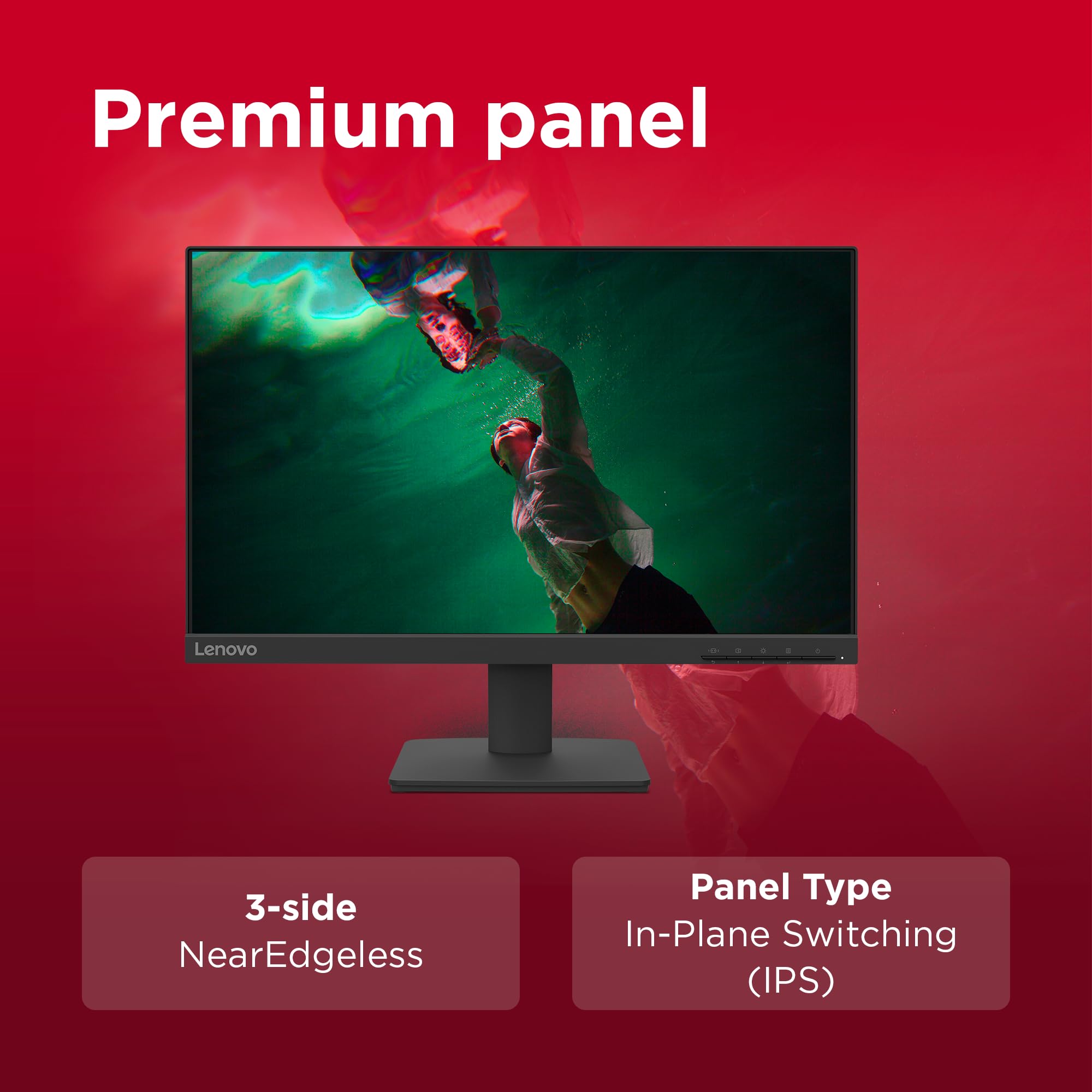Lenovo L22-4e | 21.5" (55.88cm) FHD IPS 100Hz Ultraslim Monitor | 4ms, 99% sRGB, 16.7Mn Colors, 1x HDMI 1.4, 1x VGA,TUV Eye Comfort, Low Blue Light| Tilt | Black | 67D5KAC6IN - Image 3