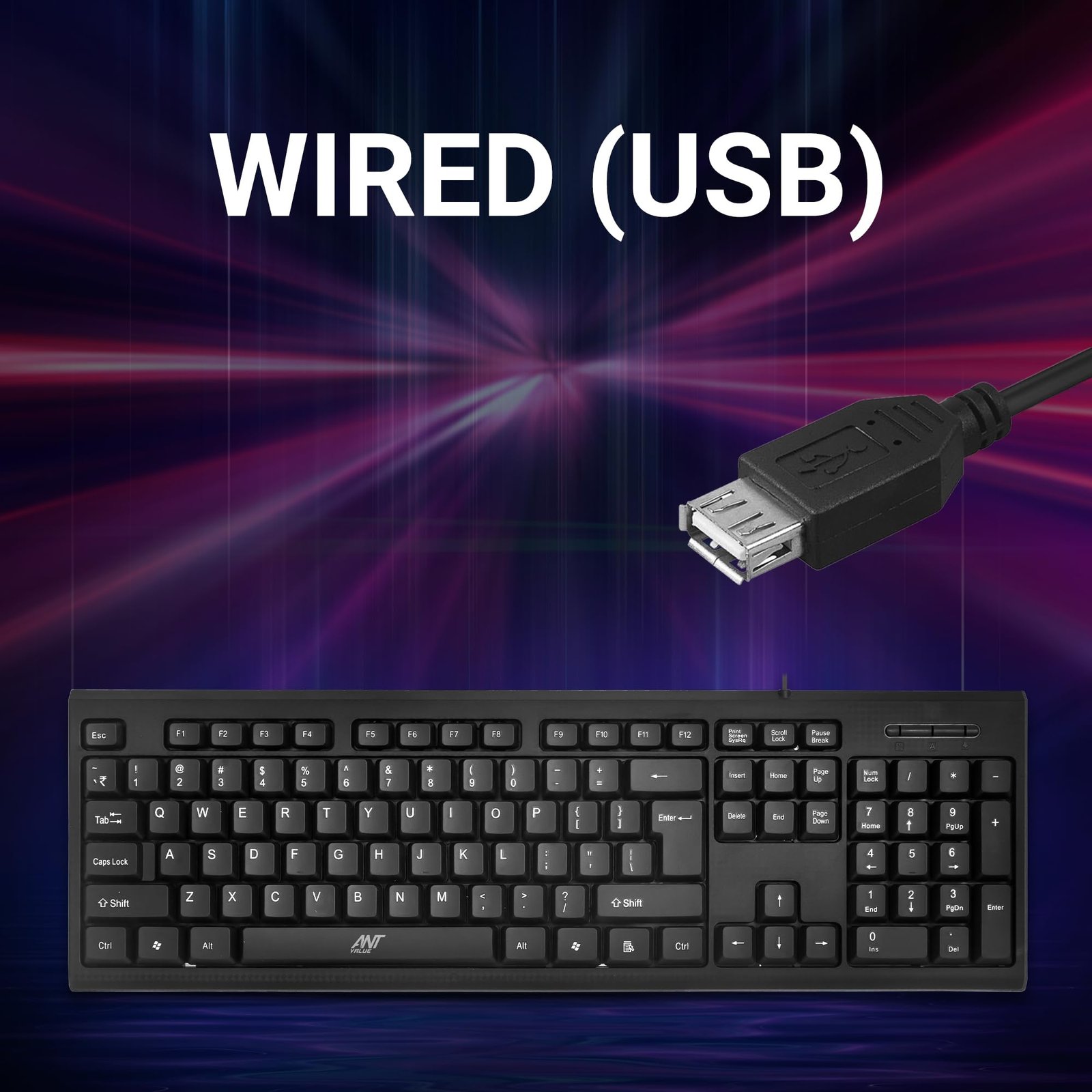 Ant Value FKBRI01 Ultra-Slim Compact USB Wired Keyboard for Mac and PC,Windows 10/8 / 7 / Vista/XP, Spill-Resistant Silent Keyboard – Membrane Water-Resistant Coating 10 Million Keystrokes (Black) - Image 3