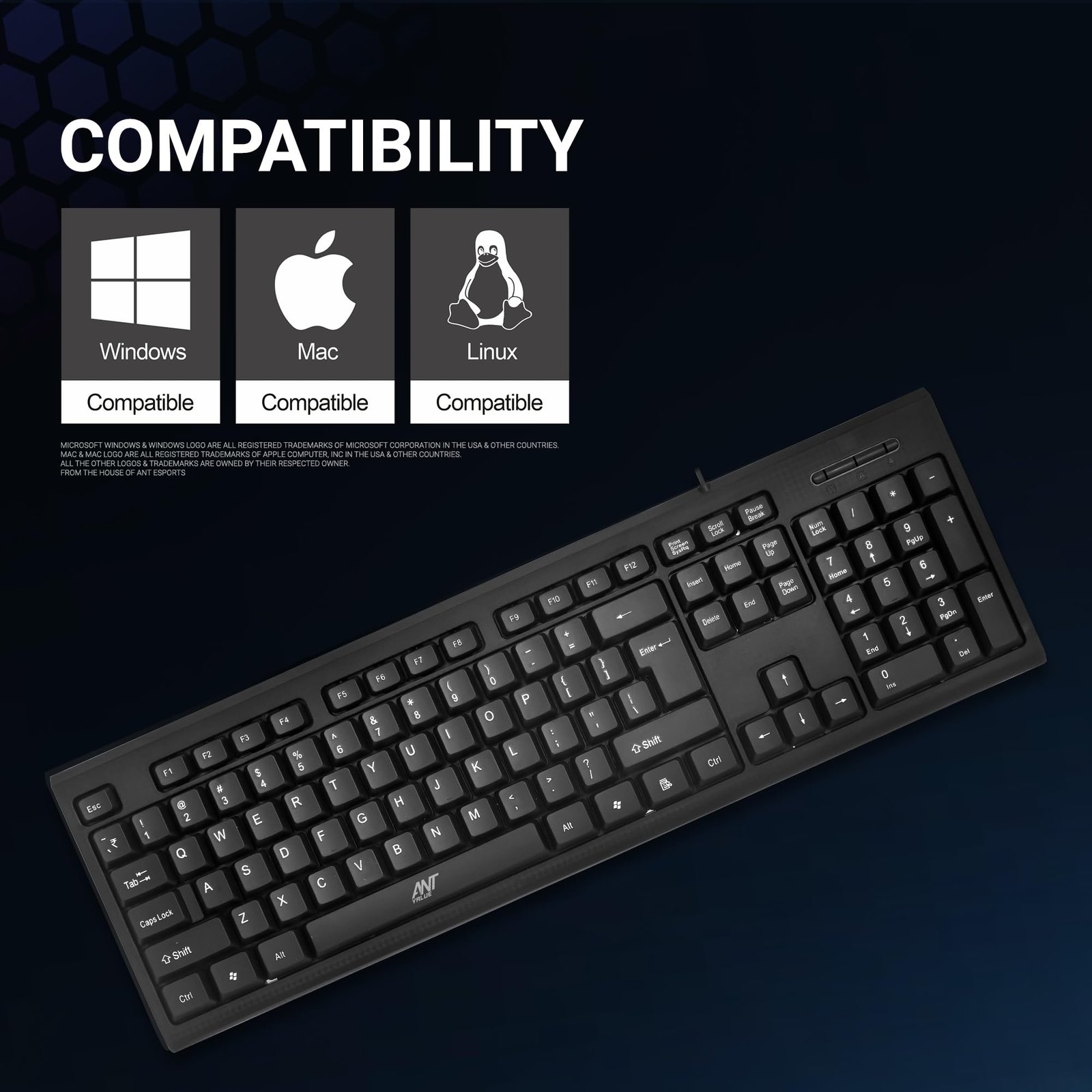 Ant Value FKBRI01 Ultra-Slim Compact USB Wired Keyboard for Mac and PC,Windows 10/8 / 7 / Vista/XP, Spill-Resistant Silent Keyboard – Membrane Water-Resistant Coating 10 Million Keystrokes (Black) - Image 4