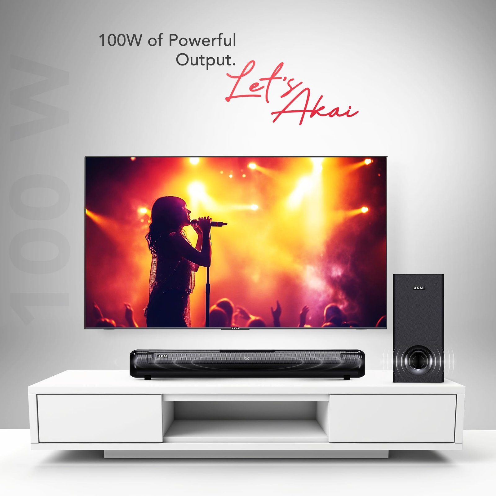 AKAI SigmaX-100 Soundbar Home Theatre 100W with Remote - 1 Year Warranty | 2.1 Channel Sound Bar with 5.25" Sub-Woofer | HDMI ARC, Bluetooth v5.3, USB, Aux Input | Supports TV, PC & Smartphone - Image 4