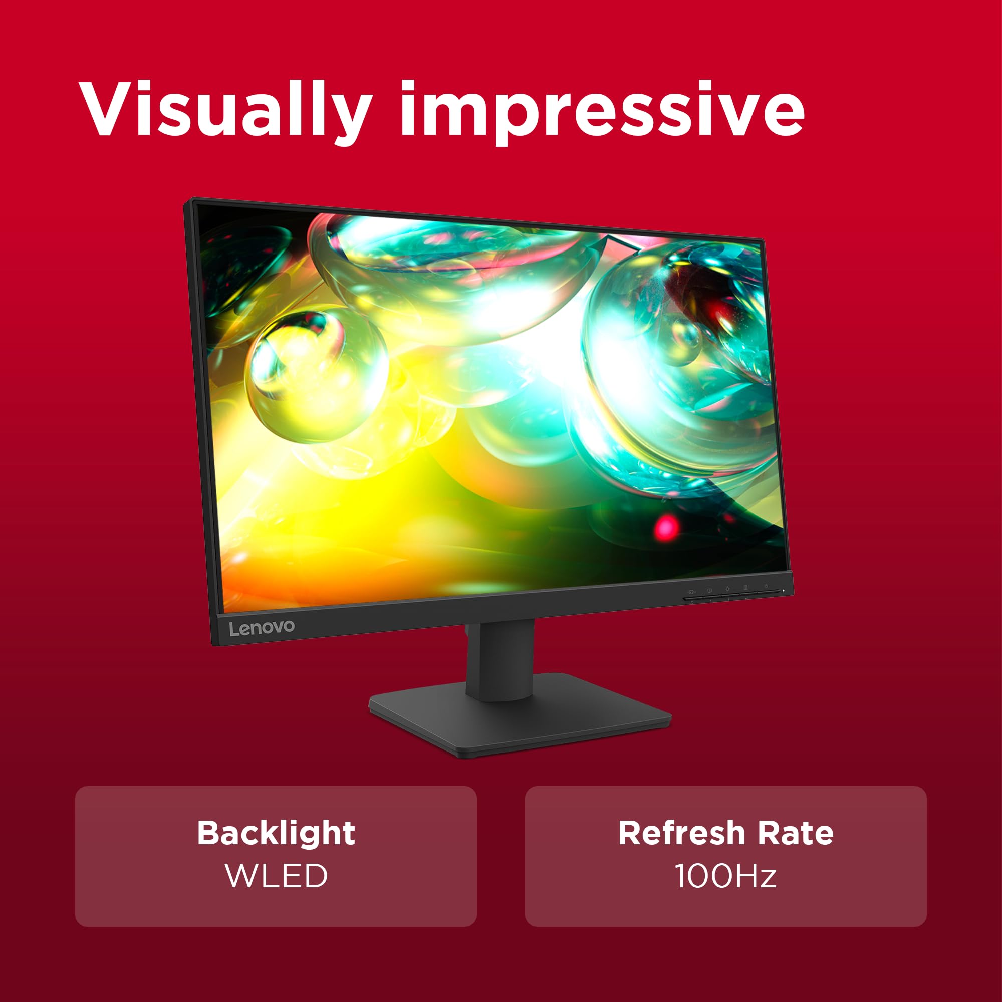 Lenovo L22-4e | 21.5" (55.88cm) FHD IPS 100Hz Ultraslim Monitor | 4ms, 99% sRGB, 16.7Mn Colors, 1x HDMI 1.4, 1x VGA,TUV Eye Comfort, Low Blue Light| Tilt | Black | 67D5KAC6IN - Image 5