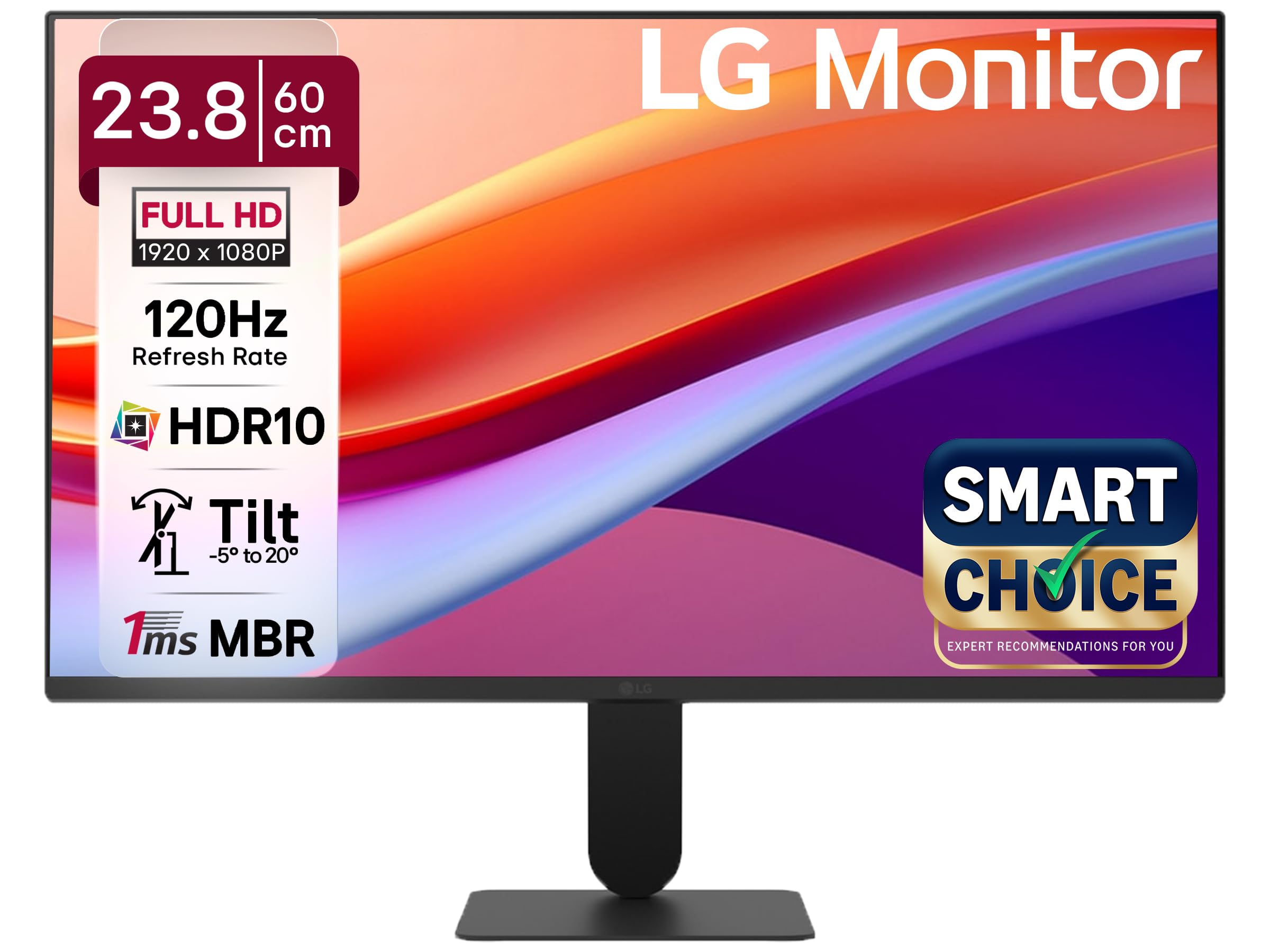 LG24U411A-BN Smartchoice 60 cm (24-inch) Full HD (1920 x 1080) IPS Monitor, 3-Side Virtually Borderless, 1ms MBR, 120Hz, sRGB 99%(Typ.), HDR10, Reader Mode, Flicker Safe, VGA, HDMI, Slim Stand, Black - Image 2