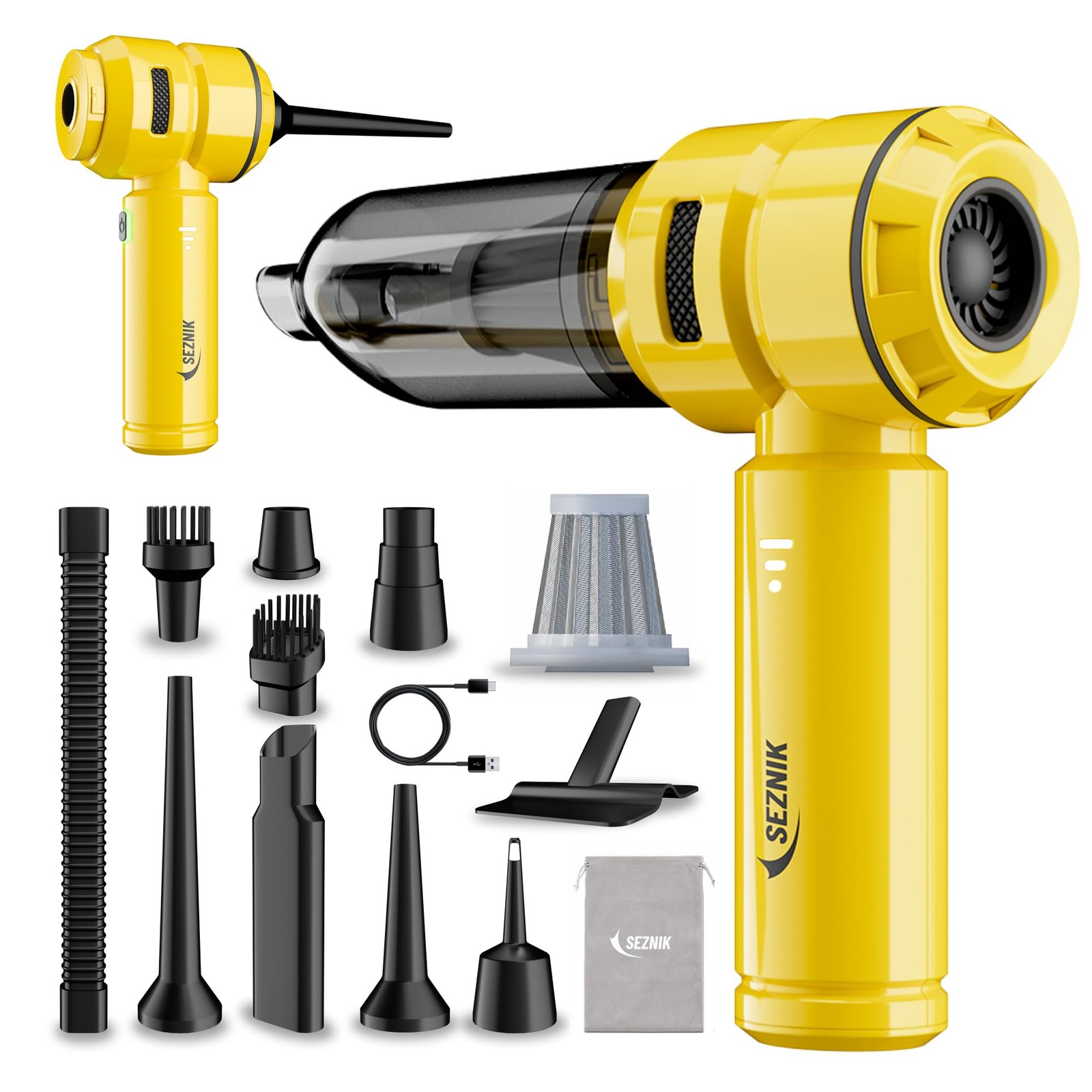 SEZNIK Vacuum Cleaner for Home Use | Car Use | 4 in 1 Cordless Vacuum Cleaner & Blower | Rechargeable 6000mAh | 3 Speed Suction Upto 15000PA | BLDC Motor | Clean Sofa, Curtains, More | 1 Year Warranty - Image 2