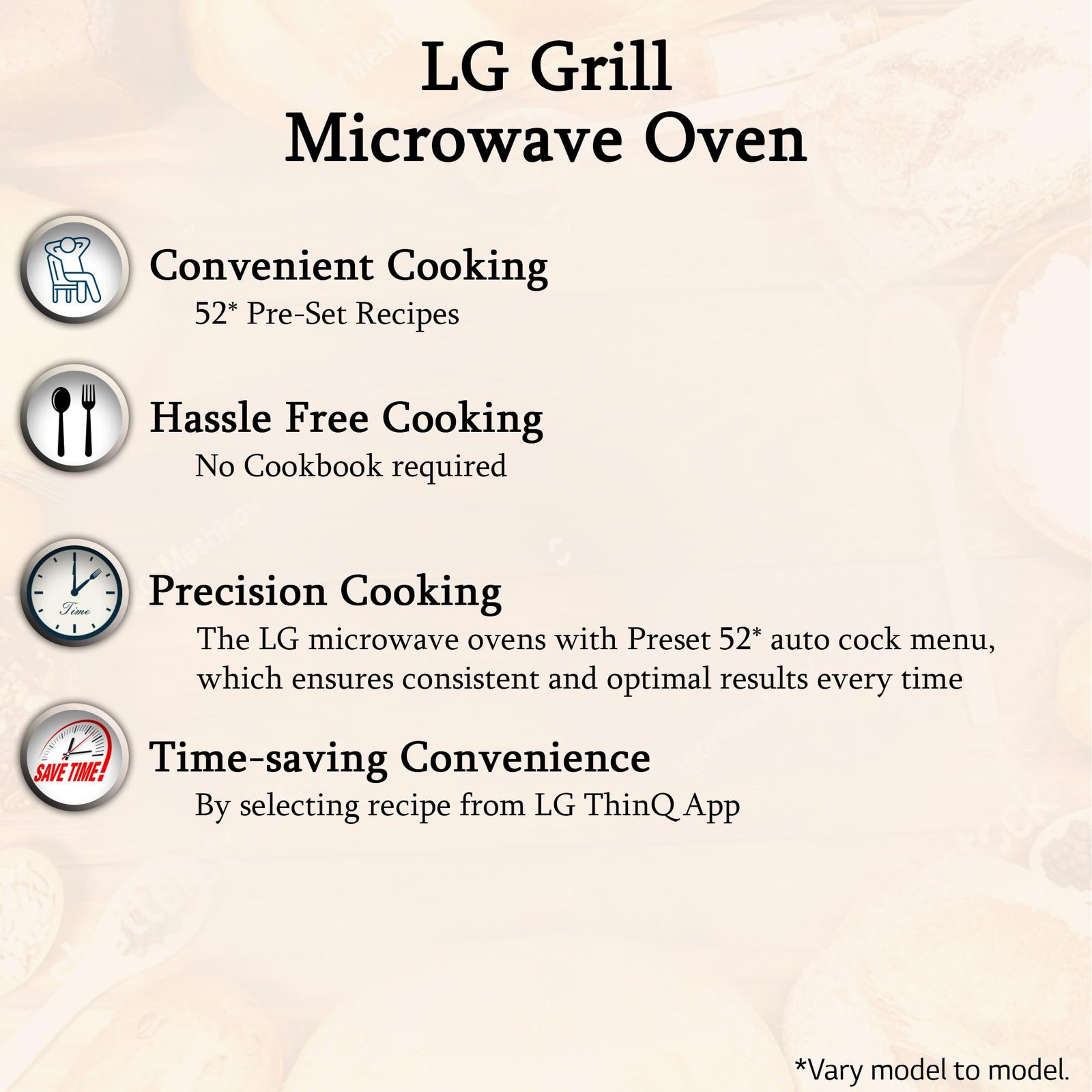 LG 20 L Grill Microwave Oven (MH2044DB, Black, Quartz Heater, I-Wave Technology, Indian Cuisine, Auto Cook Menu, Steam Clean, Anti-Bacterial Cavity & Health plus Menu) - Image 7
