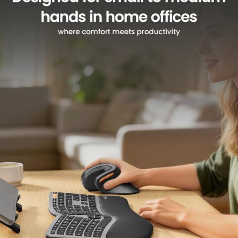 ProtoArc Ergonomic Vertical Mouse, EM11 NL Bluetooth Mouse Wireless, Ergo with 3 Multi-Device for PC/Notebook/Laptop, USB-C Rechargeable Mice for Windows, Mac OS