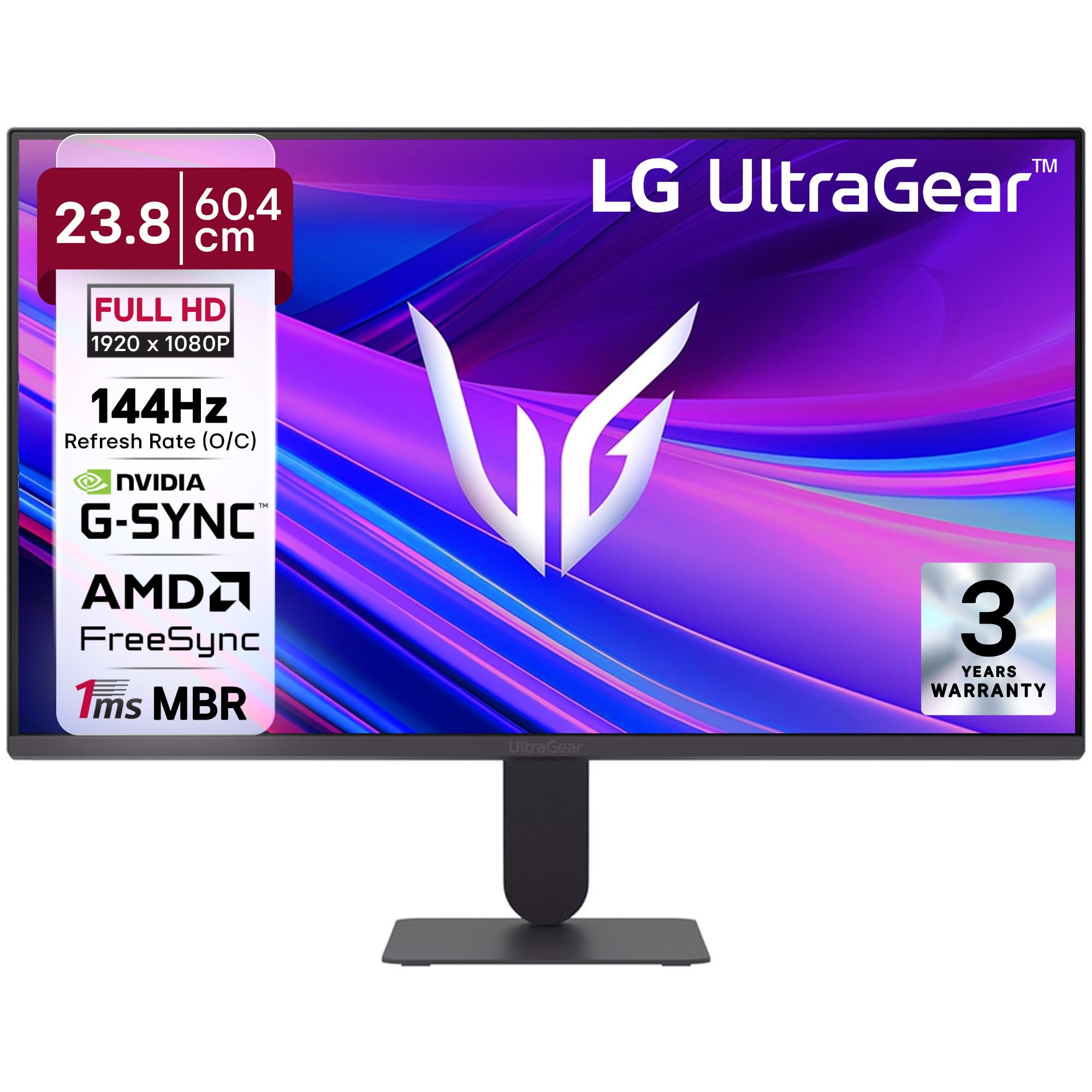 LG 24G411A 60.4 cm(24 Inch) Ultragear FHD(1920 x 1080) IPS Gaming Monitor, 1ms MBR, 144Hz (O/C), HDR10, NVIDIA G-Sync Compatible, AMD FreeSync, HDR10, HDMI, DP, HP Out, Anti-Glare, Slim Stand, Black - Image 2