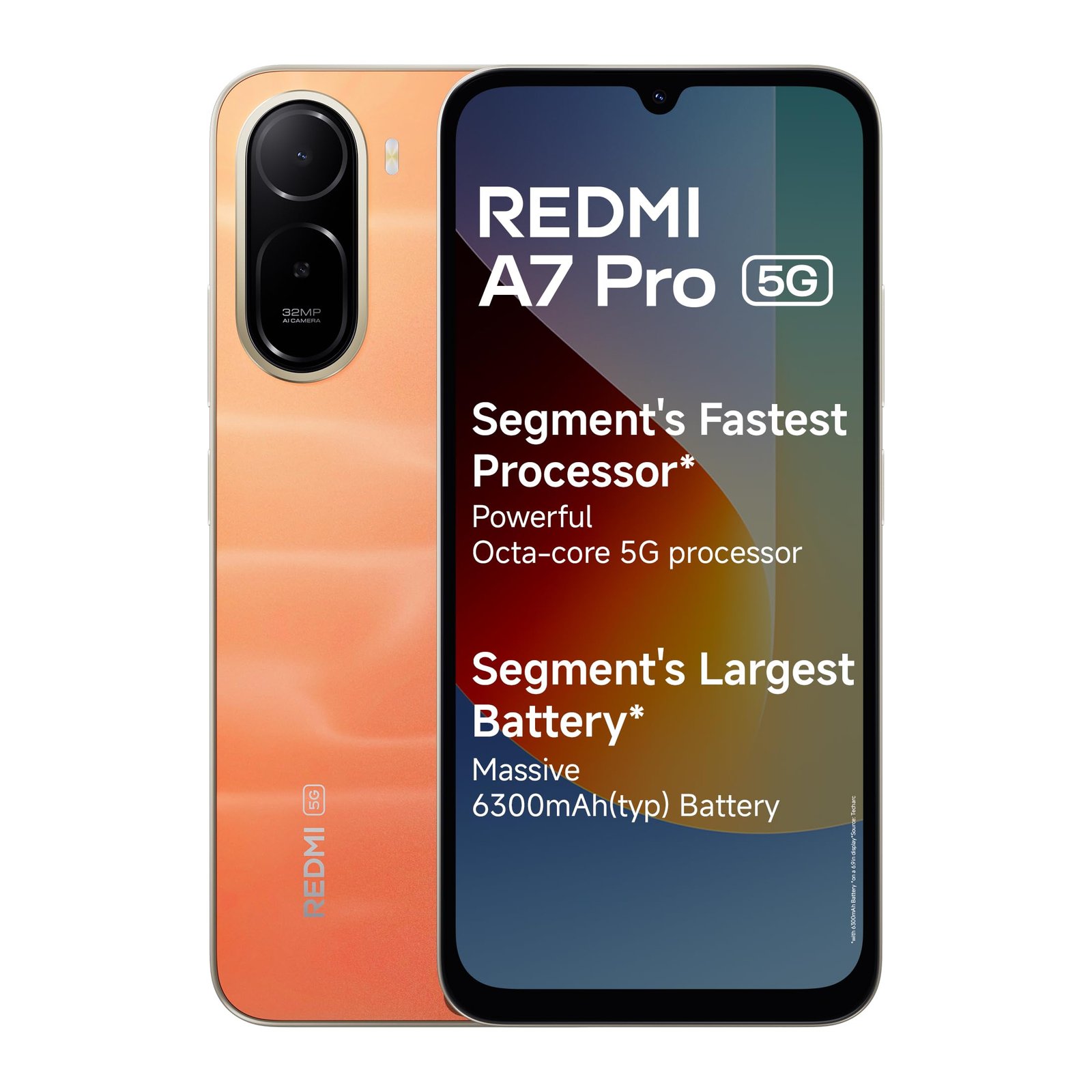 REDMI A7 Pro 5G (Sunset Orange, 4GB RAM, 64GB Storage) | Segment's Fastest Processor | Segment's Largest Battery | Segment's Largest & Smoothest 6.9in 120Hz Display - Image 2