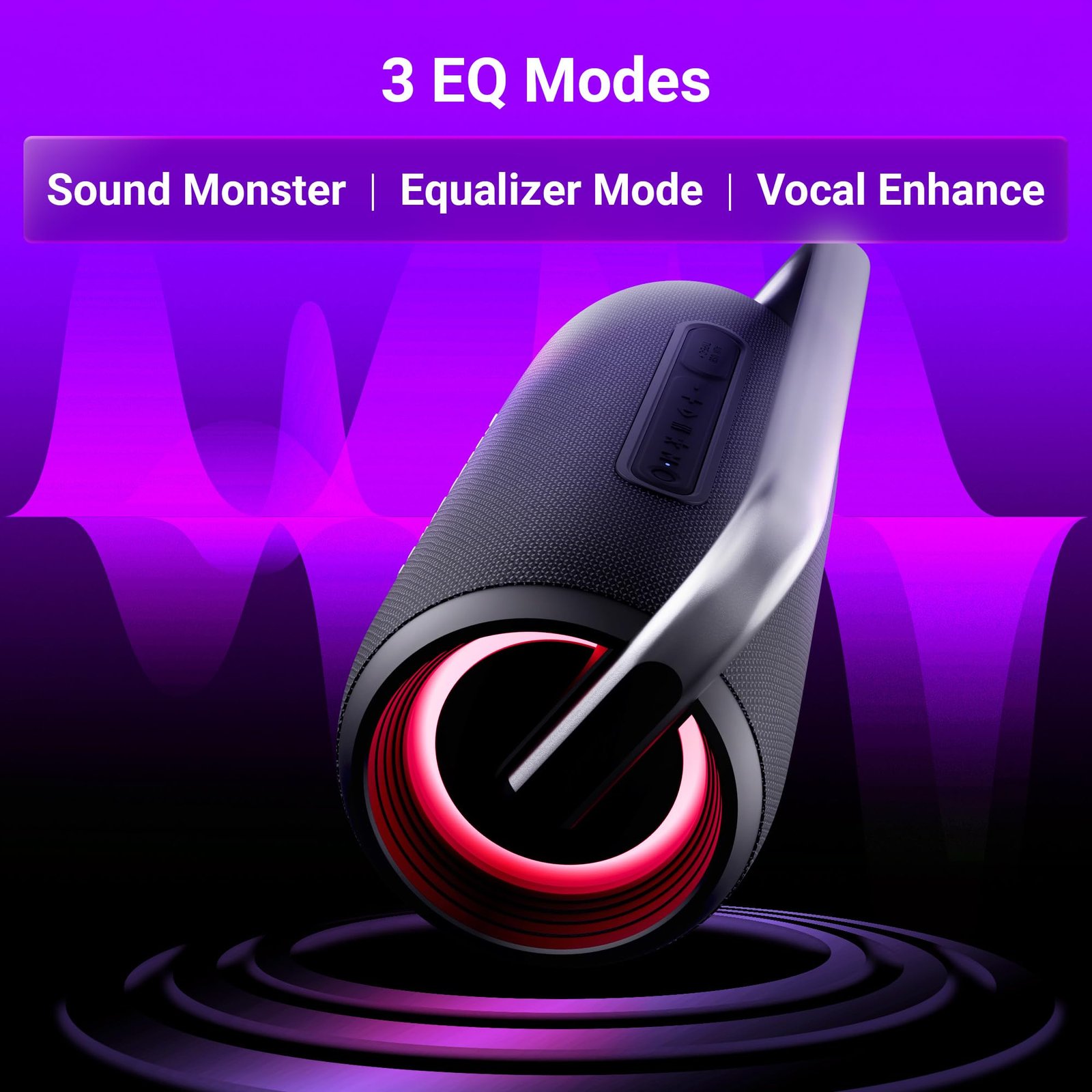 ZEBRONICS AXON 100 Portable Party Bluetooth Speaker, 90W RMS, Quad Drivers + Dual Passive Radiators, IPX5, Upto 6 Hours Playback, Rapid Charging, BT | USB | AUX | TWS, Fabric Finish, RGB, Deep Bass - Image 7