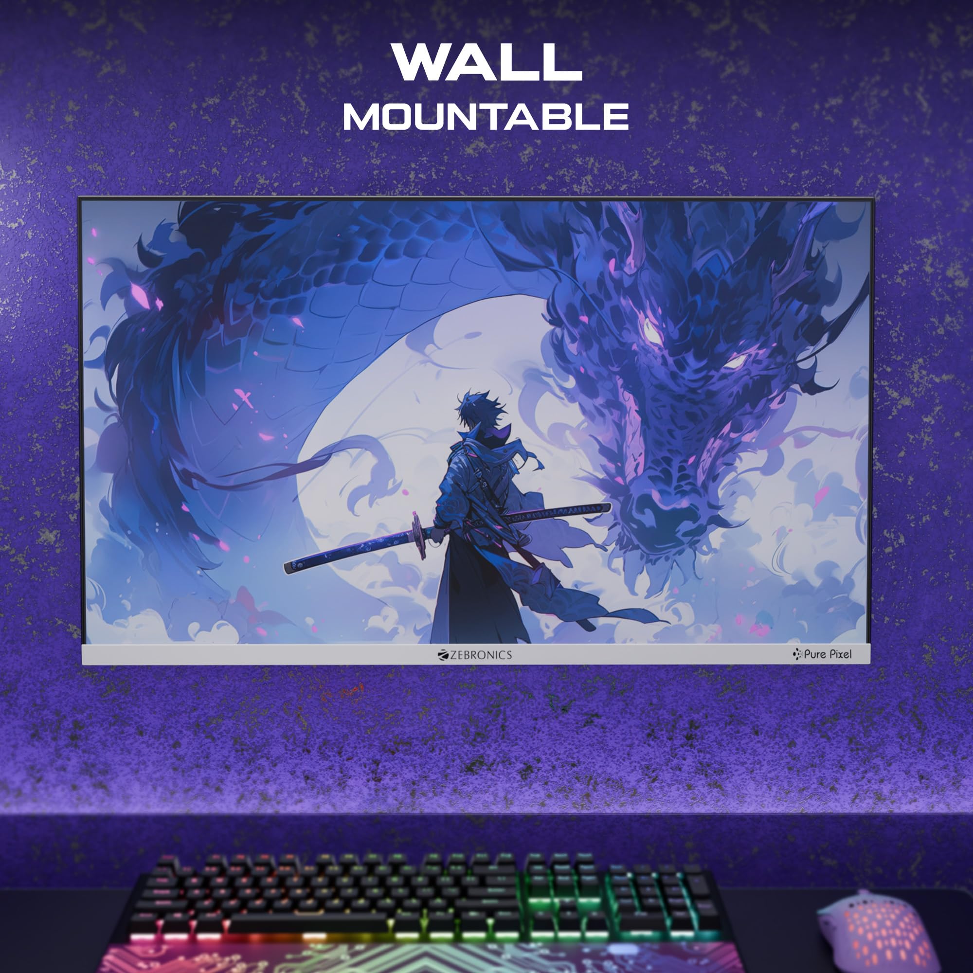 Zebronics Full HD LED Monitor, 21.5 Anti-Glare Screen, 100Hz Refresh Rate, Ultra Slim, Bezel-Less Display, 250nits Brightness, HDMI & VGA, Wall Mountable (A122)
