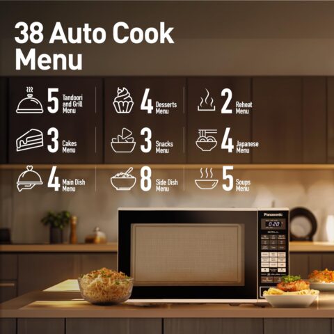 Panasonic 20L Grill Microwave Oven(NN-GT221WFDG,White, 38 Auto Cook Menus )