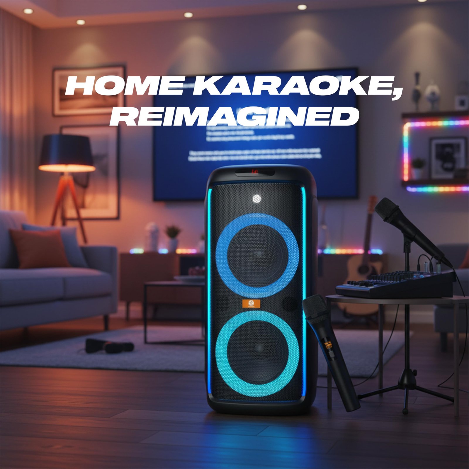 Digimore PartyBox 120W Portable Karaoke Bluetooth Speaker with Wireless Mic | Dual Boom Box Speaker | RGB Party Lights | Deep Bass Sound | Type-C Charging | USB/TF/AUX for Home & Parties (D-1362)