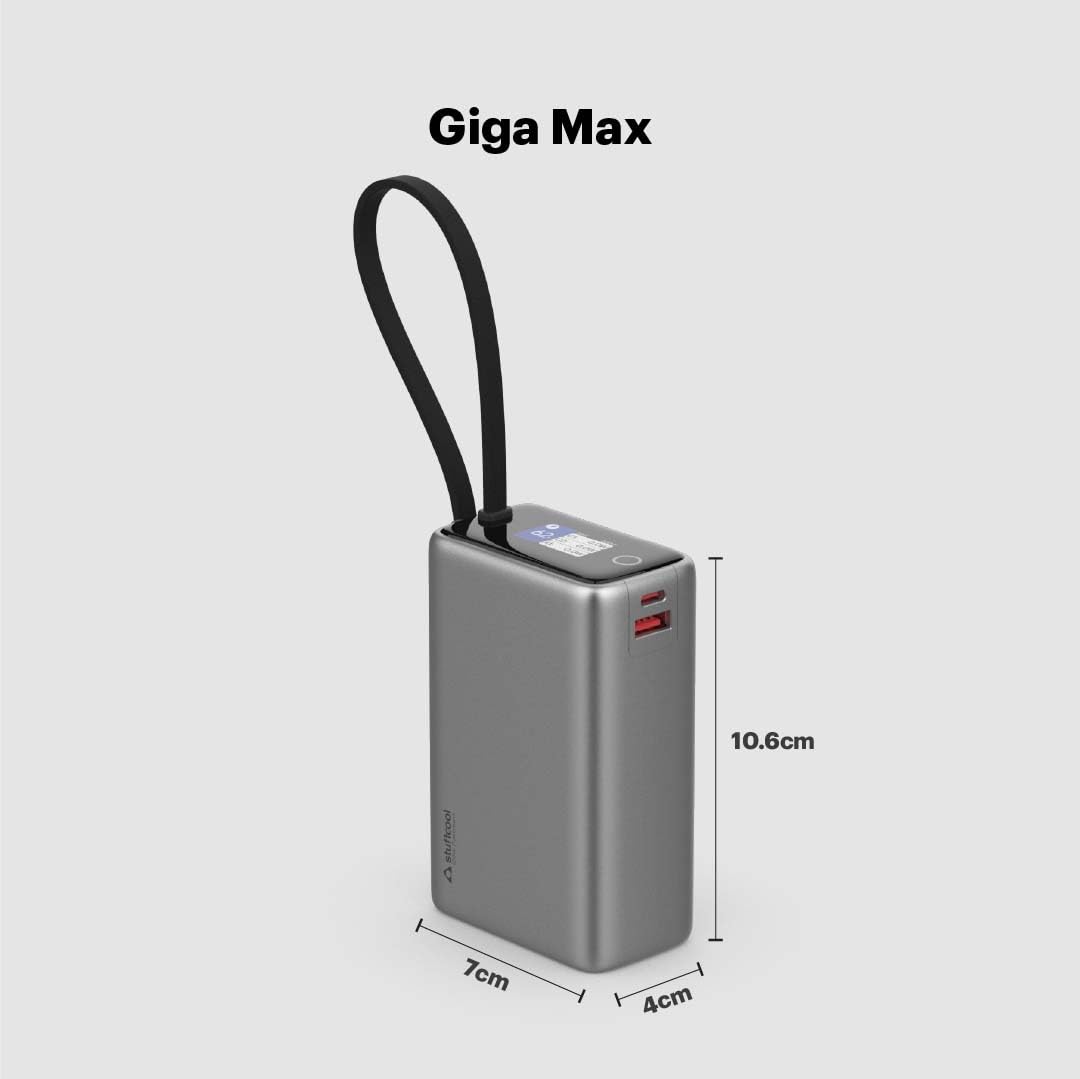 Giga Max Smallest 25000mAh 100W Power Bank, Built-in Type-C Cable, Charges MacBook Pros, laptops, supports Samsung Super Fast Charging 2.0; Smart TFT Display, Made in India, CE ROHS Approved - Image 5
