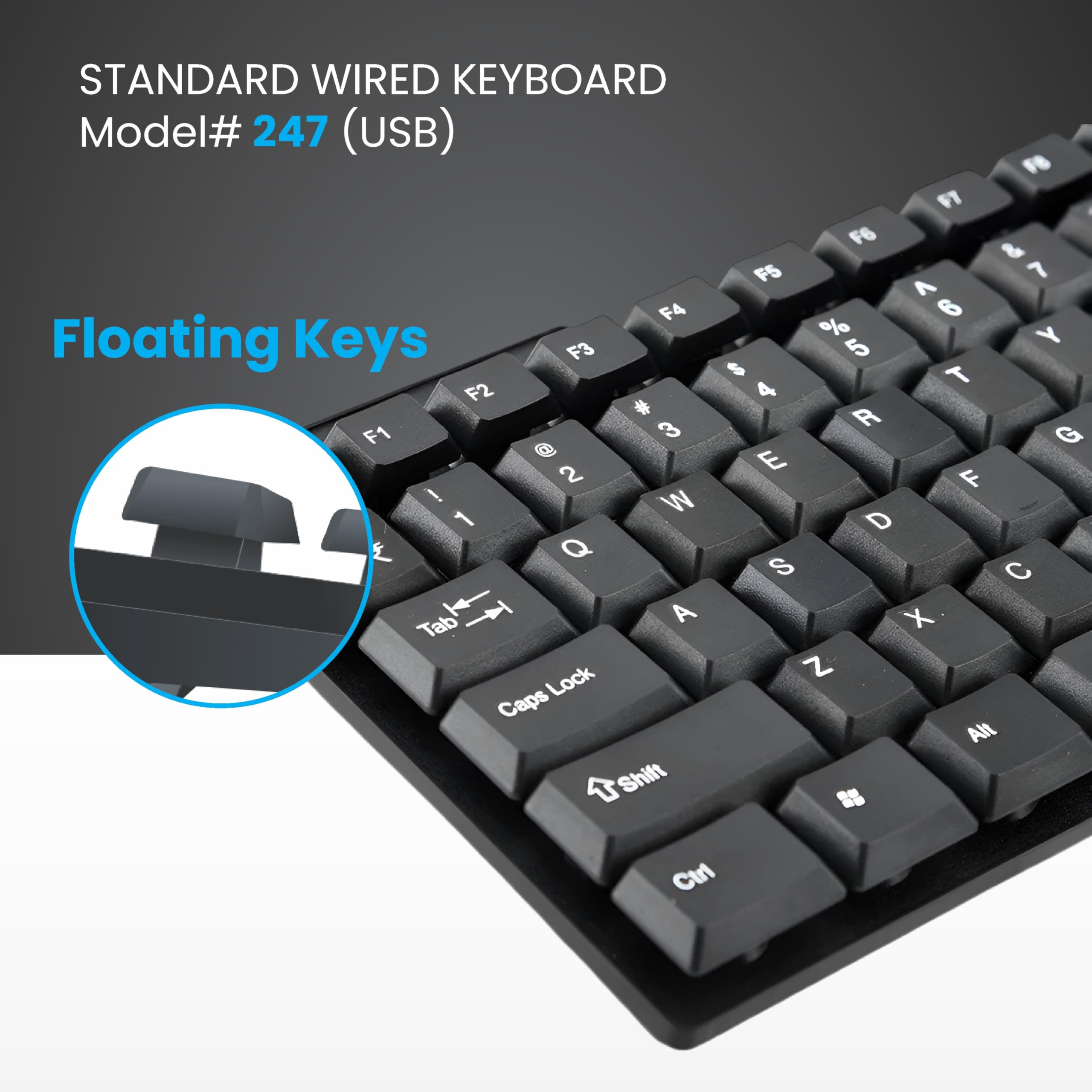 Alive USB Wired Keyboard Floated Key I Plug & Play Technology I 103-Keys Layout I Rupees Key I Spill Resistant Design I Works with Windows, iOS, Linux, Laptop and Mobile I 1 Year Warranty - Image 4