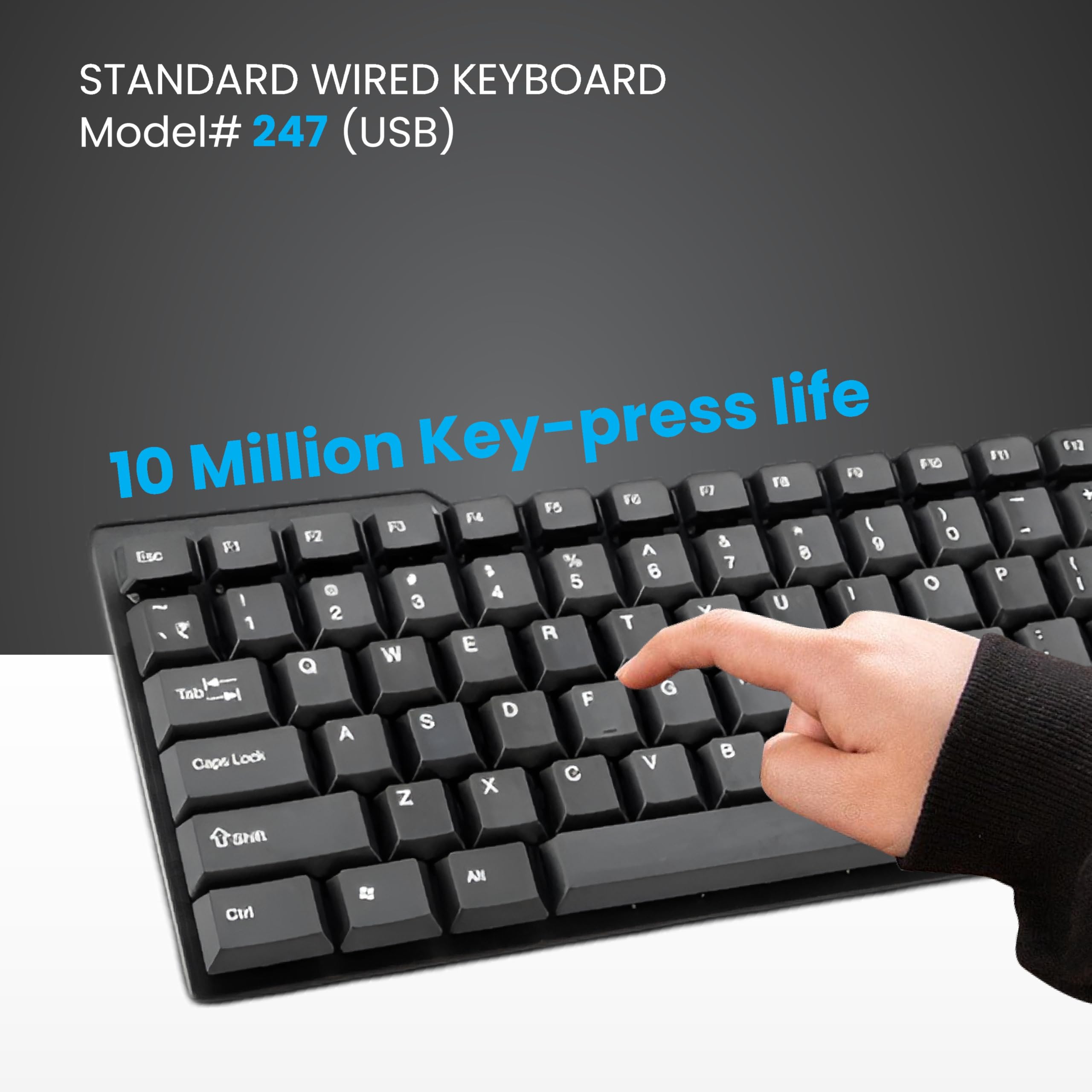 Alive USB Wired Keyboard Floated Key I Plug & Play Technology I 103-Keys Layout I Rupees Key I Spill Resistant Design I Works with Windows, iOS, Linux, Laptop and Mobile I 1 Year Warranty - Image 5