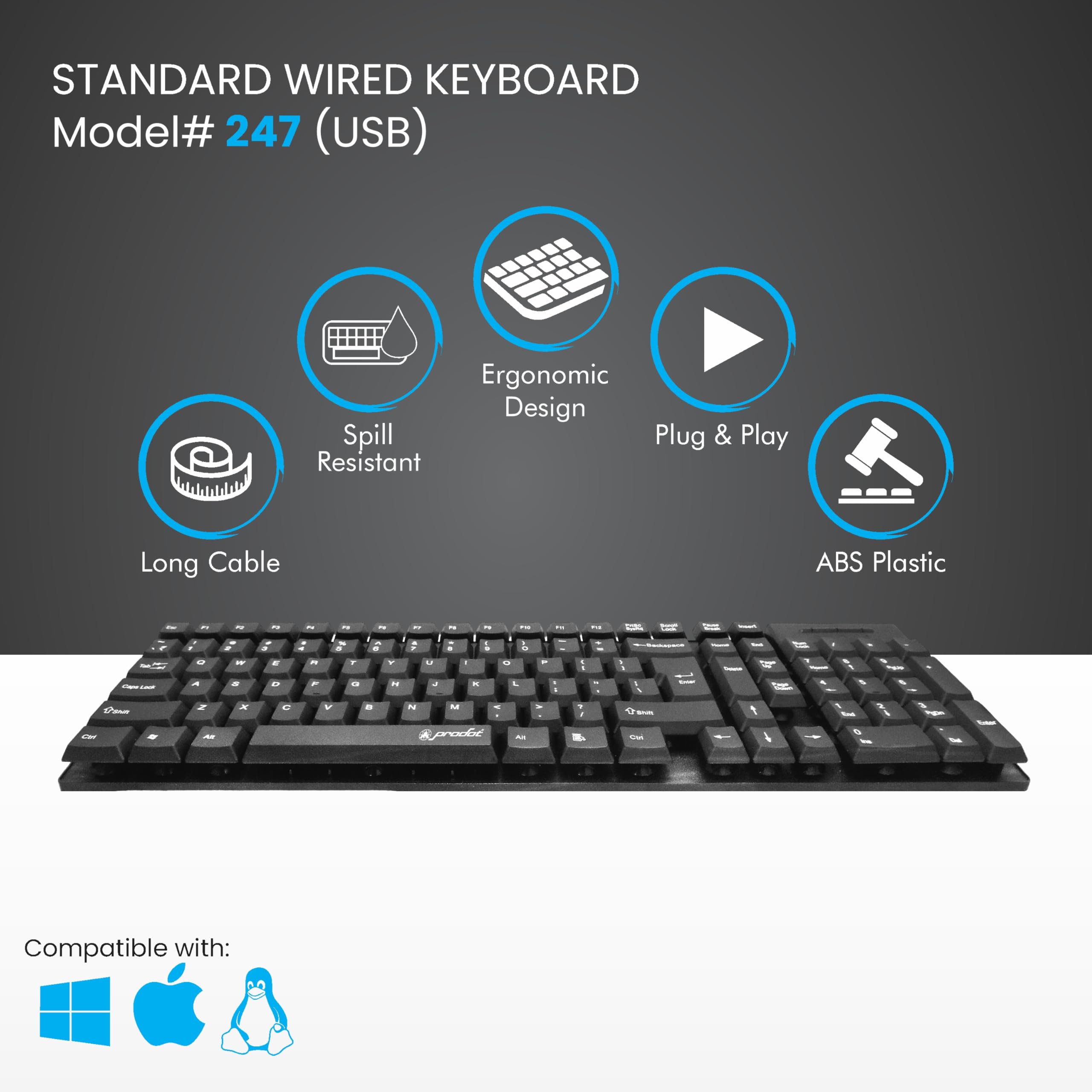 Alive USB Wired Keyboard Floated Key I Plug & Play Technology I 103-Keys Layout I Rupees Key I Spill Resistant Design I Works with Windows, iOS, Linux, Laptop and Mobile I 1 Year Warranty - Image 3