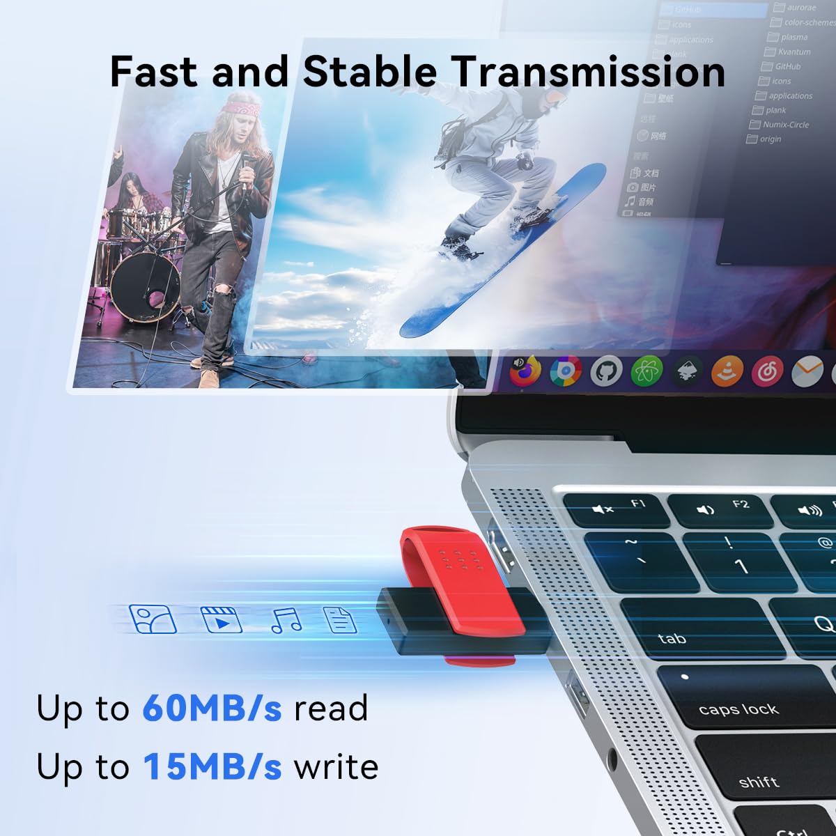 64GB USB Flash Drive 2 Pack (Red), USB-A, Pen Drives 25MB/s Read 10MB/s Write, Dual Thumb Drives for PC, Laptop, Car Music, Document Photo Storage (2 Pack) - Image 7