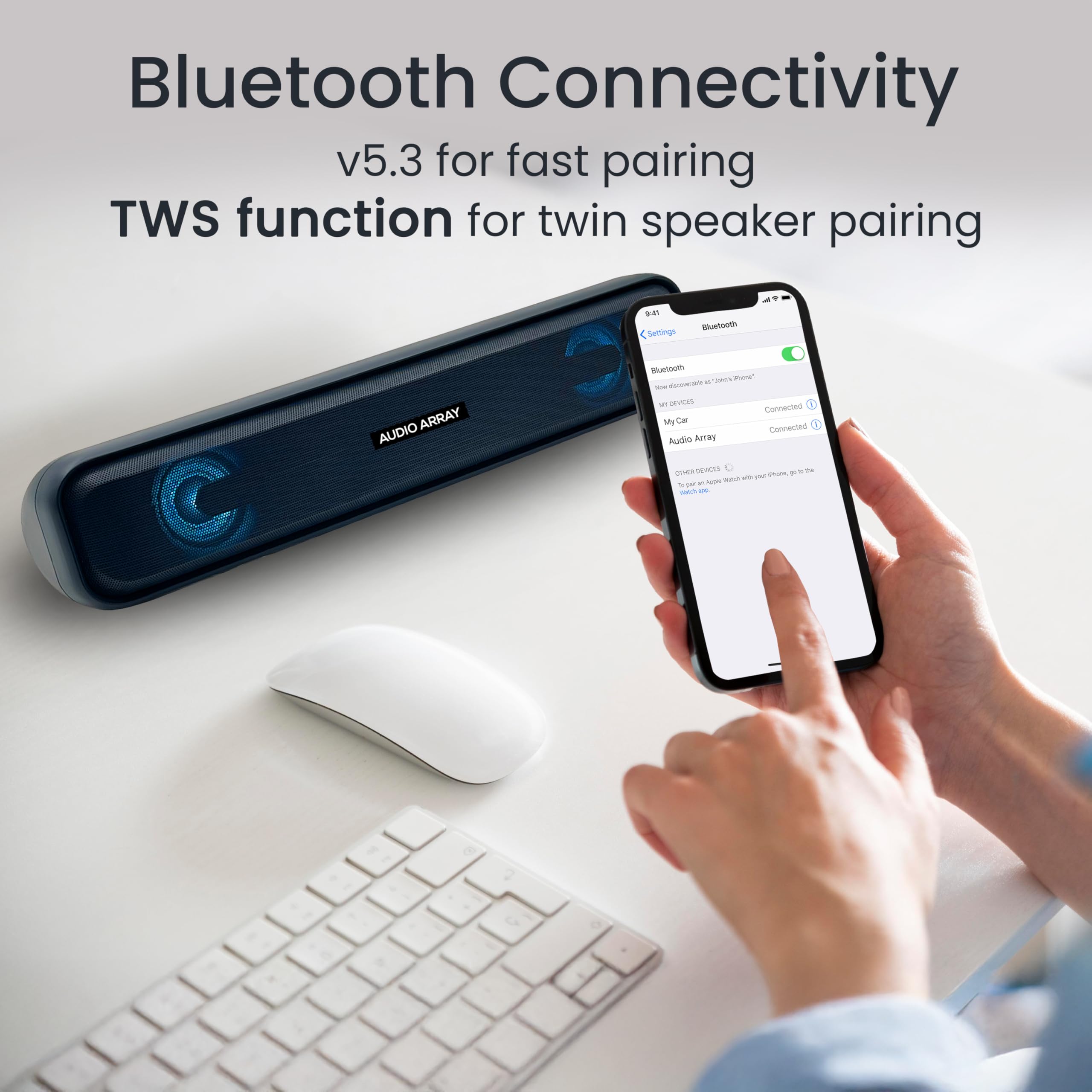 Sound Bar for Smart TV | Bluetooth Speaker Wireless 25W, Gaming RGB Lights, AUX, USB, FM & TWS I Fast Charge Battery, Multiport Connectivity, for Mobile, PC, Laptops, Tablets | SB-01 - Image 5