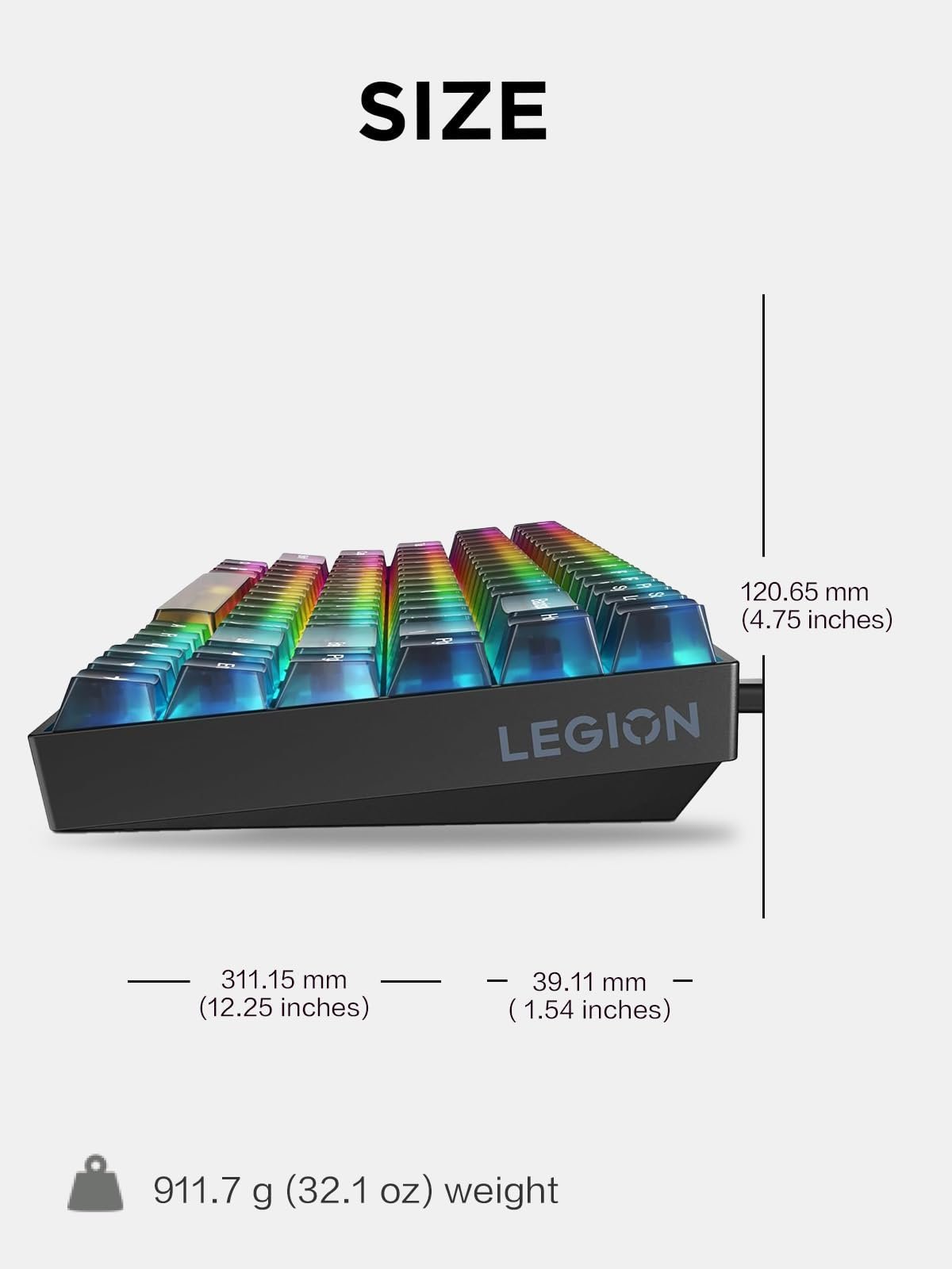 Legion K510 Mini Pro Wired Mechanical Gaming Keyboard - 75% Compact Design, RGB Illumination, Hot-Swappable Mechanical Switches, Programable Keys - Image 6