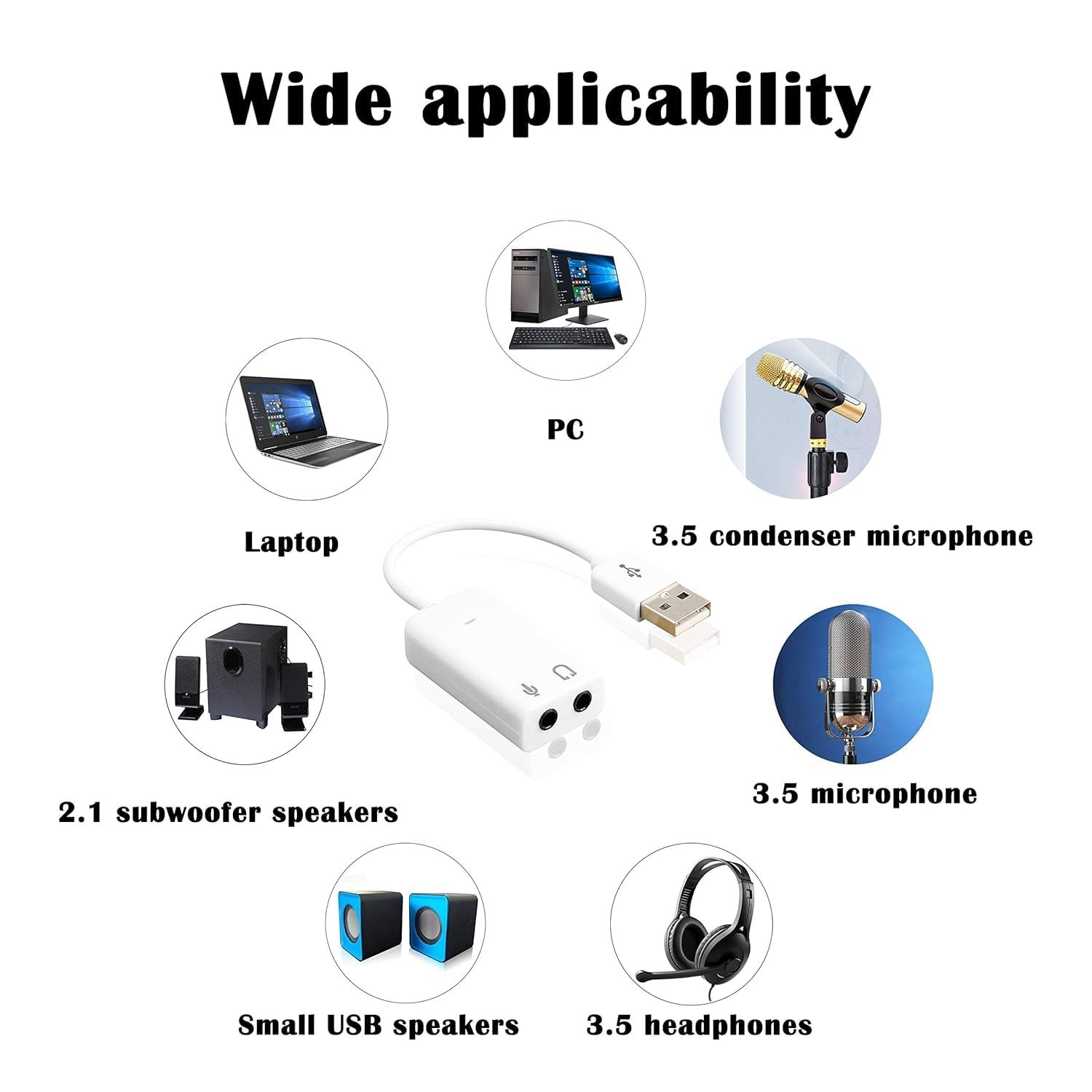 USB External Sound Card Adapter, Dual Channel Audio Interface Compatible with Desktop, Laptop, PS4, Tablet, Voice Synchronization for Speakers, Headset, Microphone - Image 4
