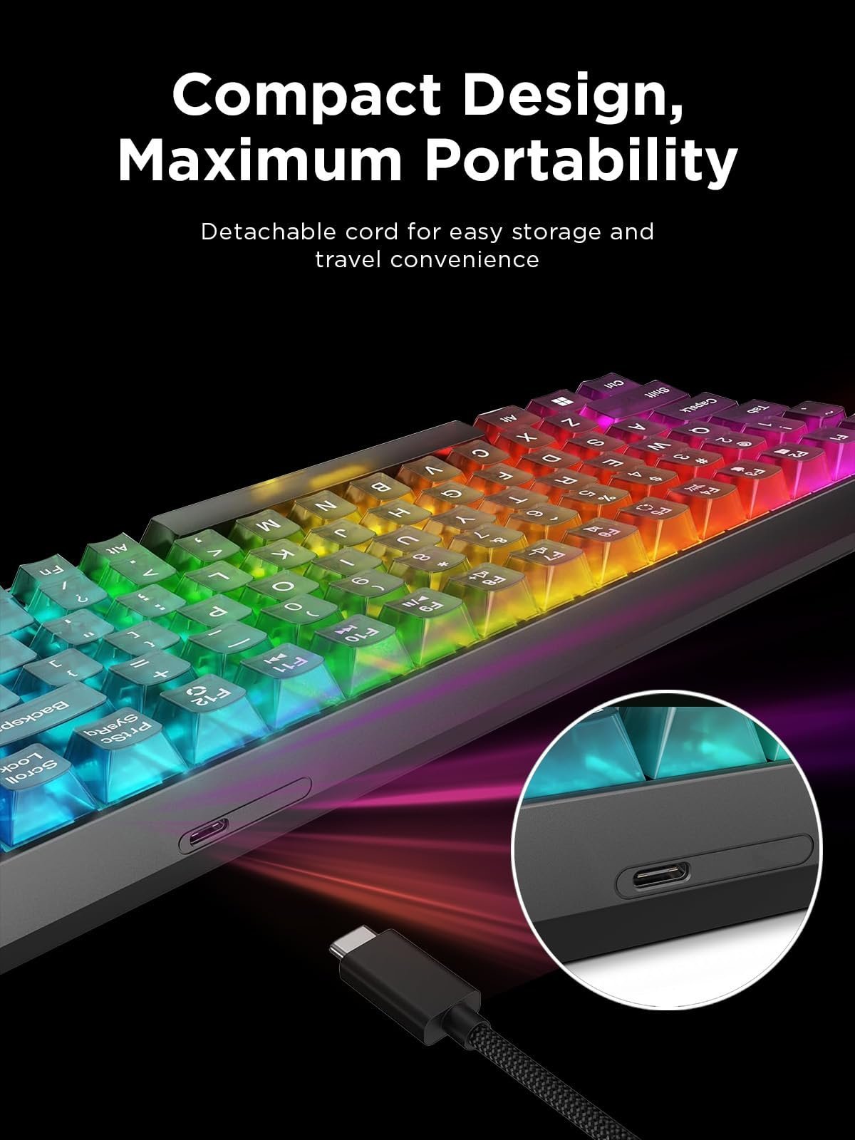 Legion K510 Mini Pro Wired Mechanical Gaming Keyboard - 75% Compact Design, RGB Illumination, Hot-Swappable Mechanical Switches, Programable Keys - Image 4