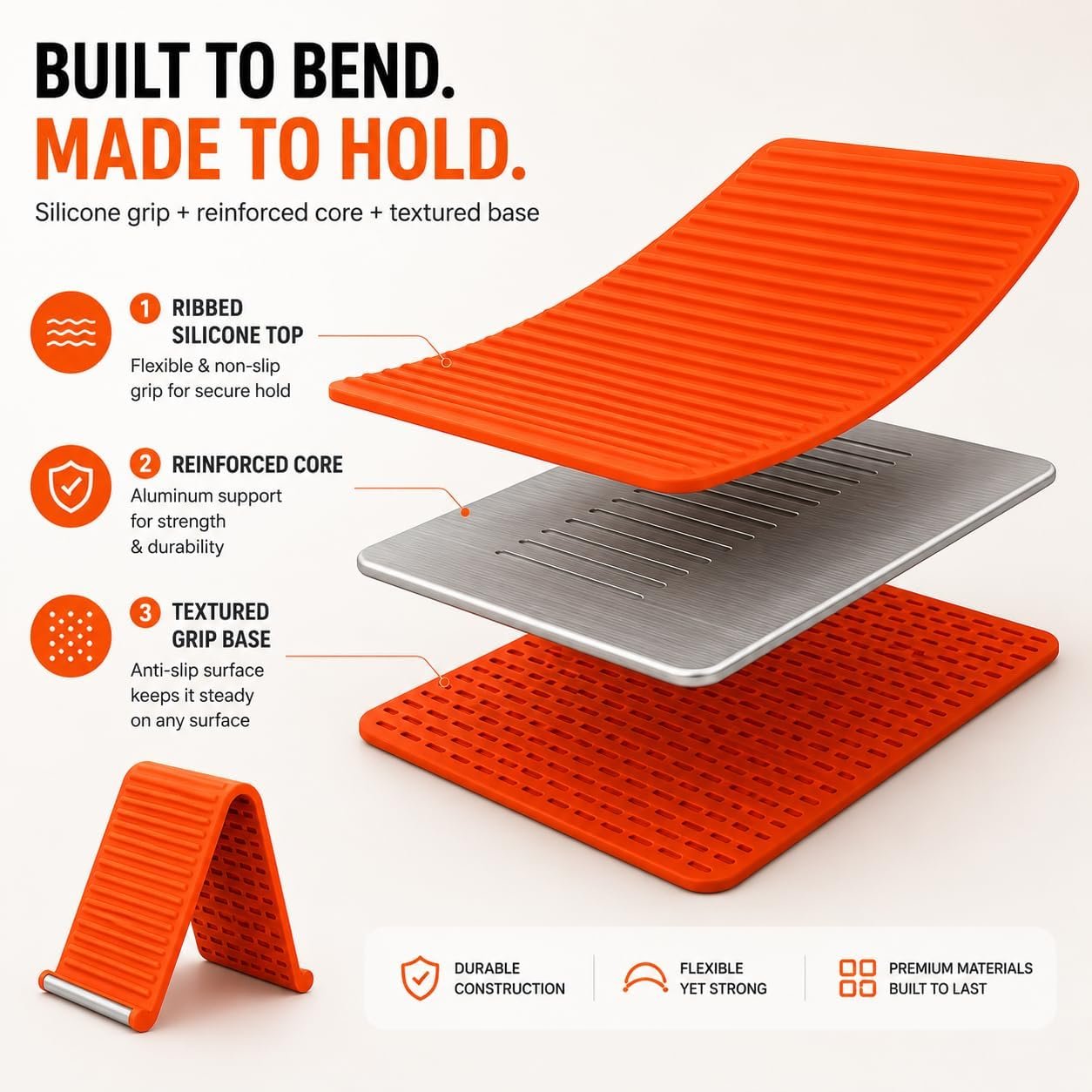 SellBotic Flexible Silicone Phone Stand, Multi-Angle Adjustable Cell Phone Holder, Portable Phone Stand for Desk, Compatible with iPhone, iPad, Tablet, Laptop, for Home, Office, Gaming (Orange) - Image 7